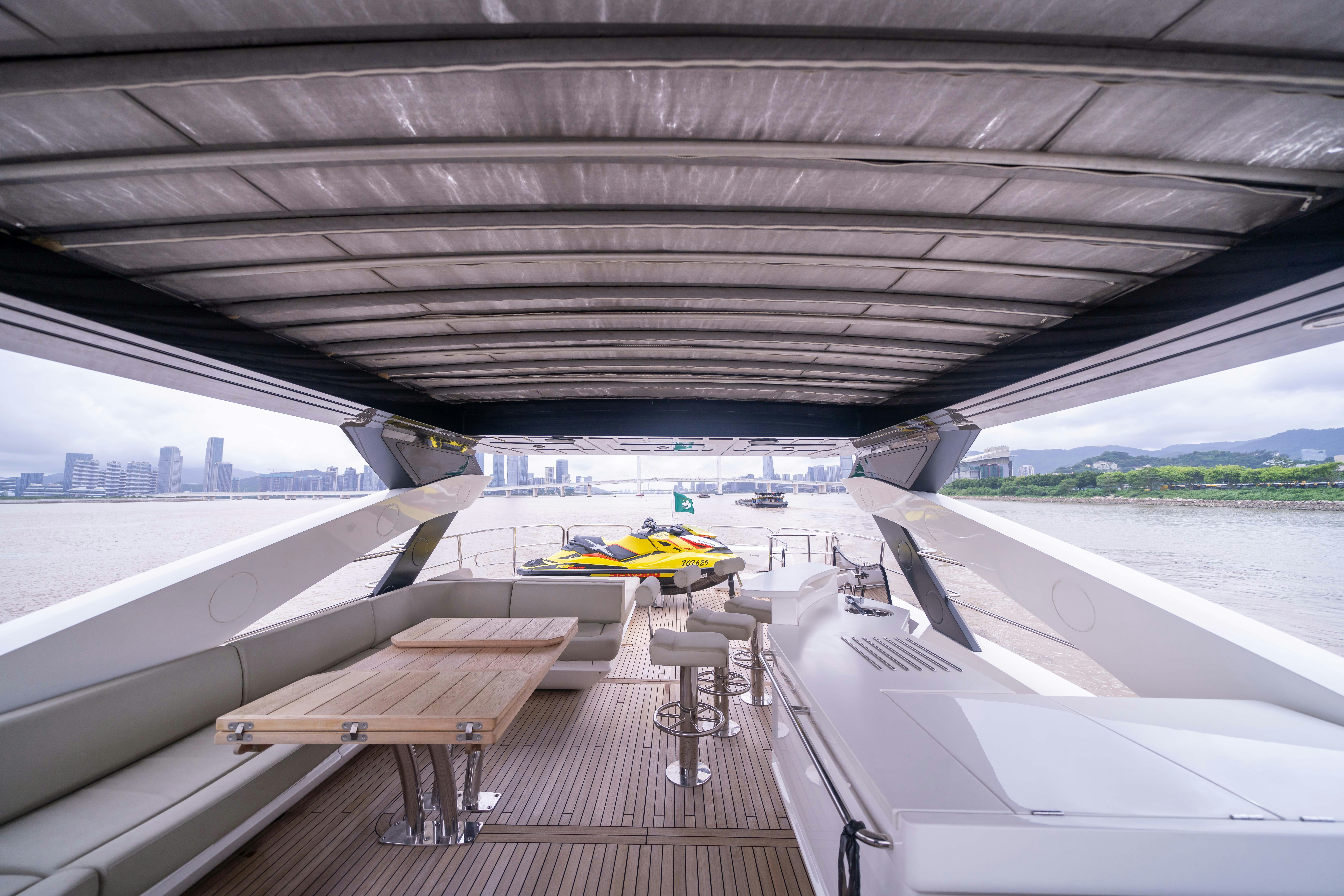 a view of a runway from a plane aboard DRAGON Yacht for Sale