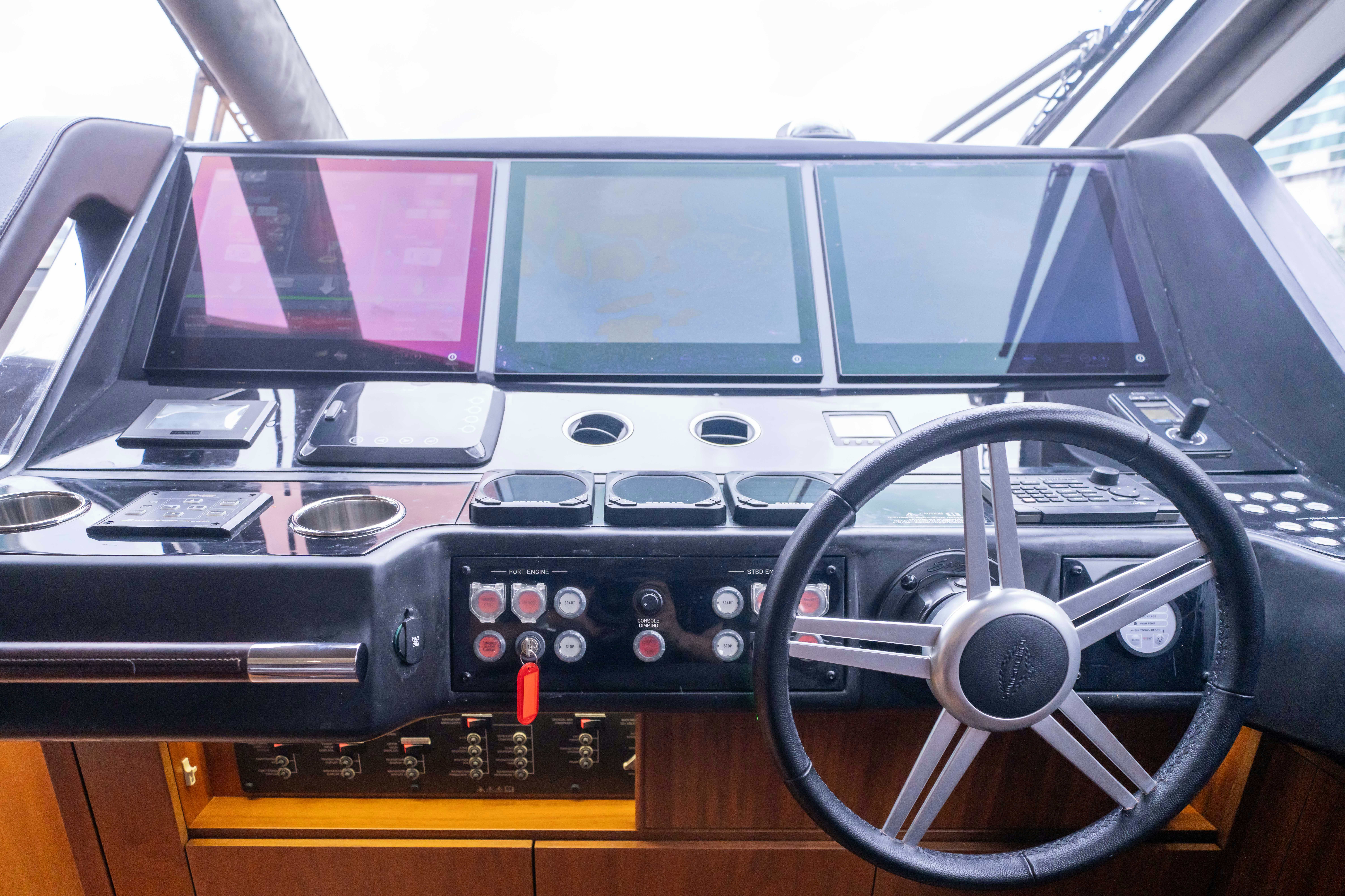 the inside of a car aboard DRAGON Yacht for Sale