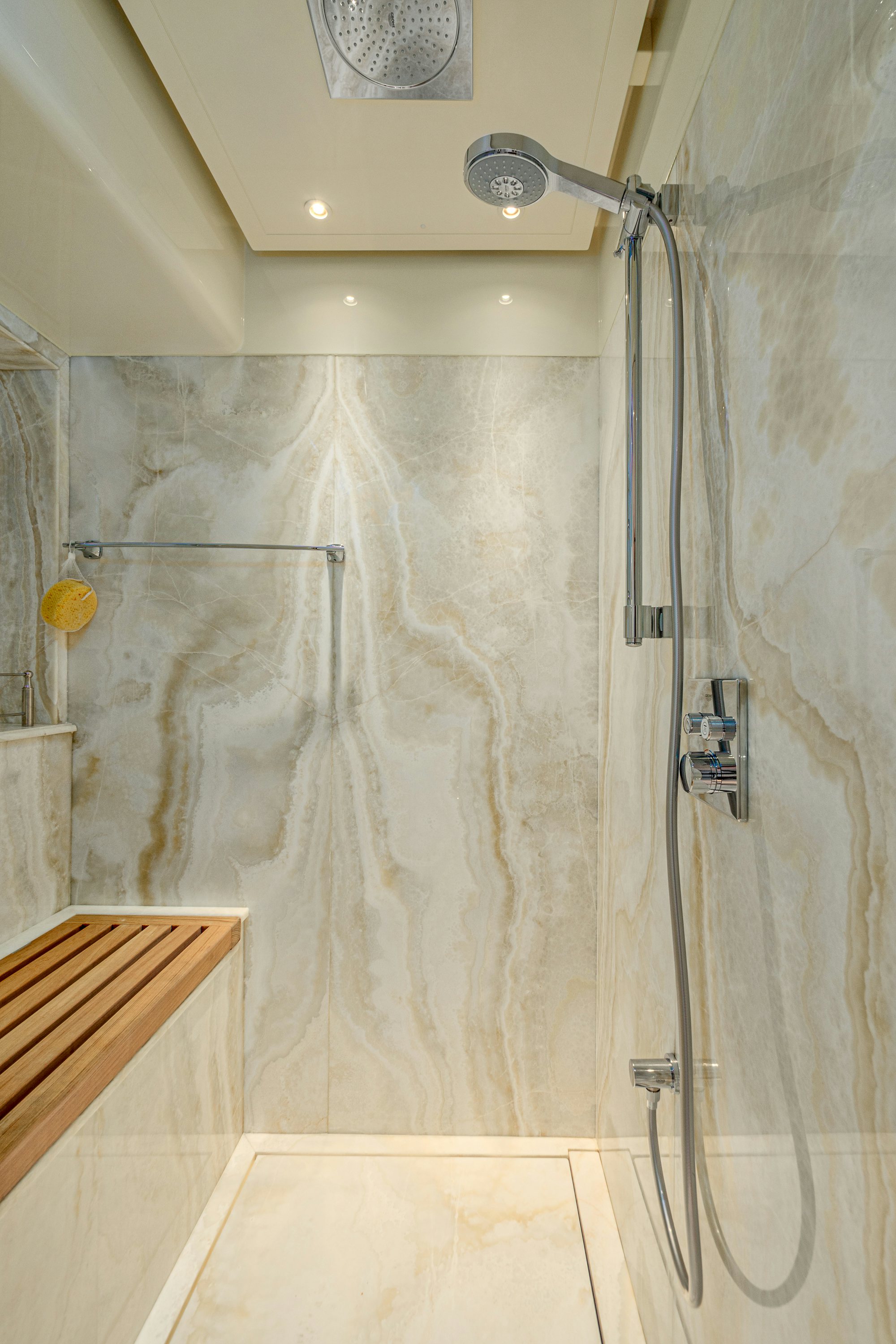 a shower with a shower head aboard FRIVOLOUS Yacht for Sale