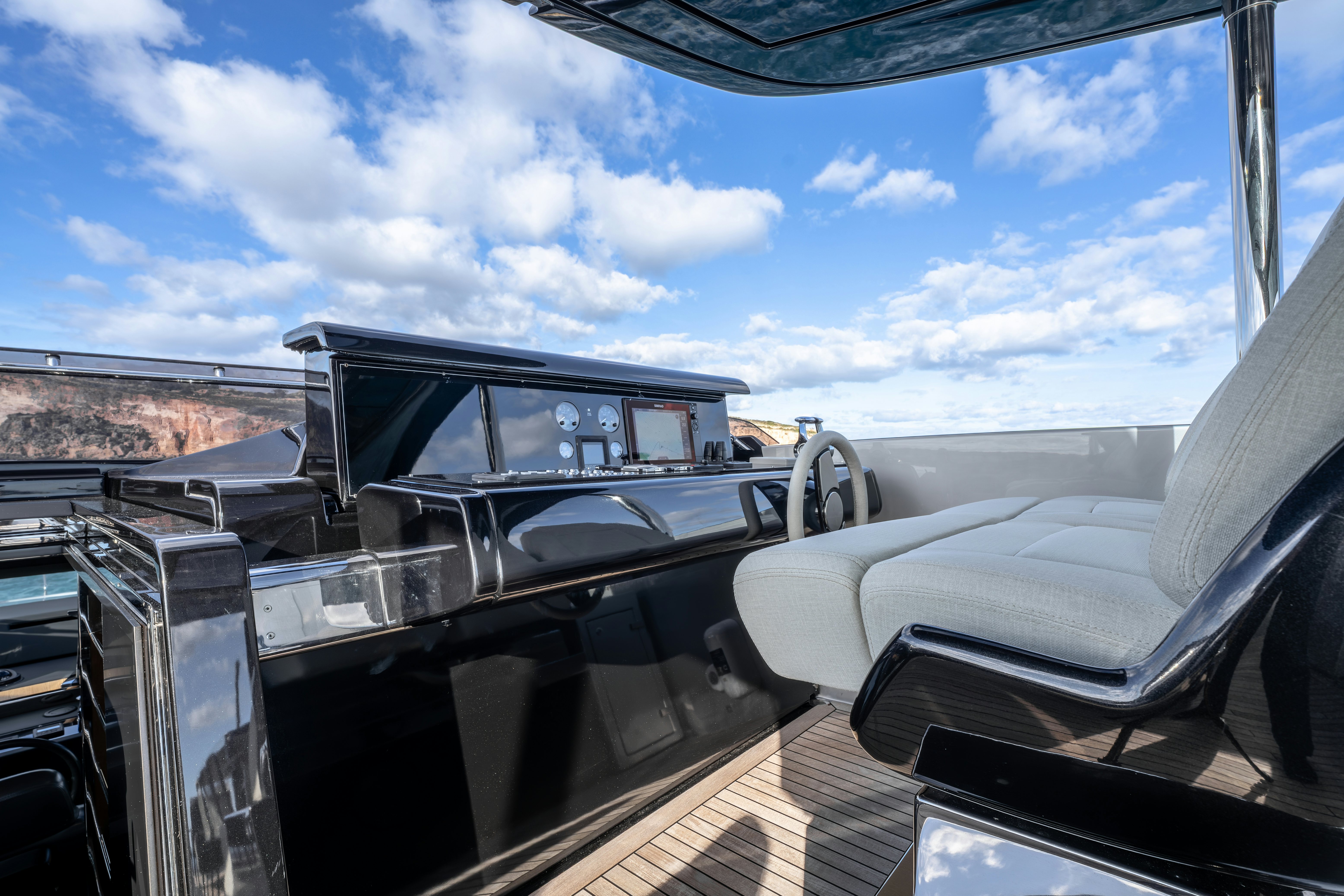 the interior of a car aboard NOI Yacht for Sale