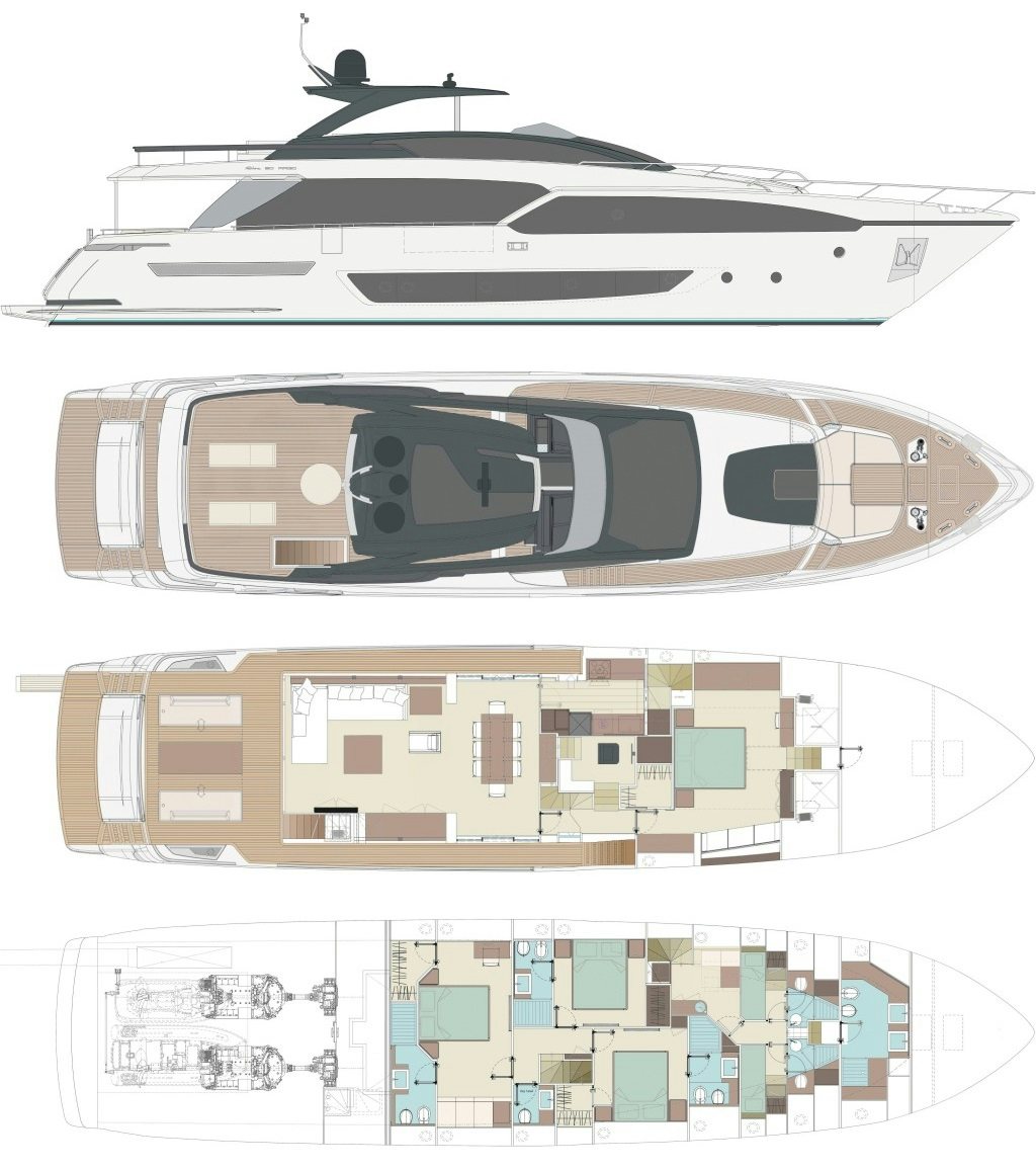 diagram, engineering drawing aboard NOI Yacht for Sale