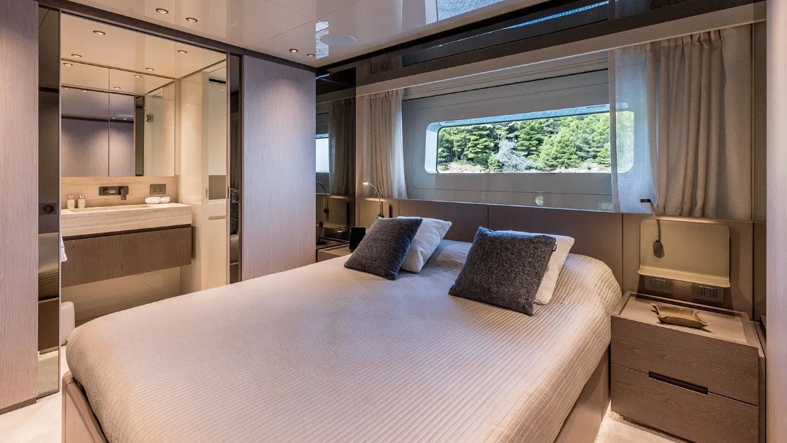 a bed in a room aboard ANDIAMO Yacht for Charter