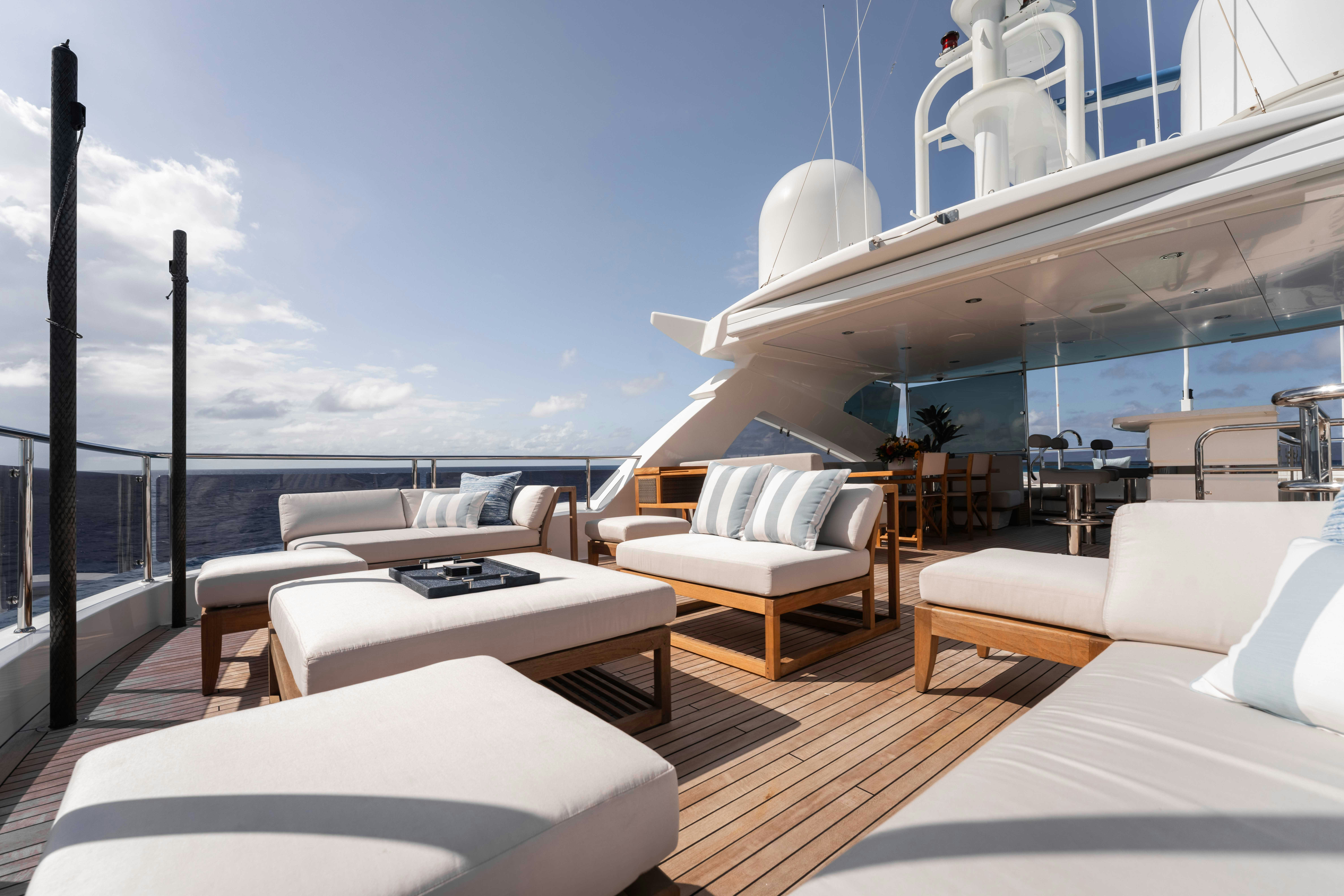 a room with a large window and a view of the ocean aboard CAPTAIN MORGAN III Yacht for Charter