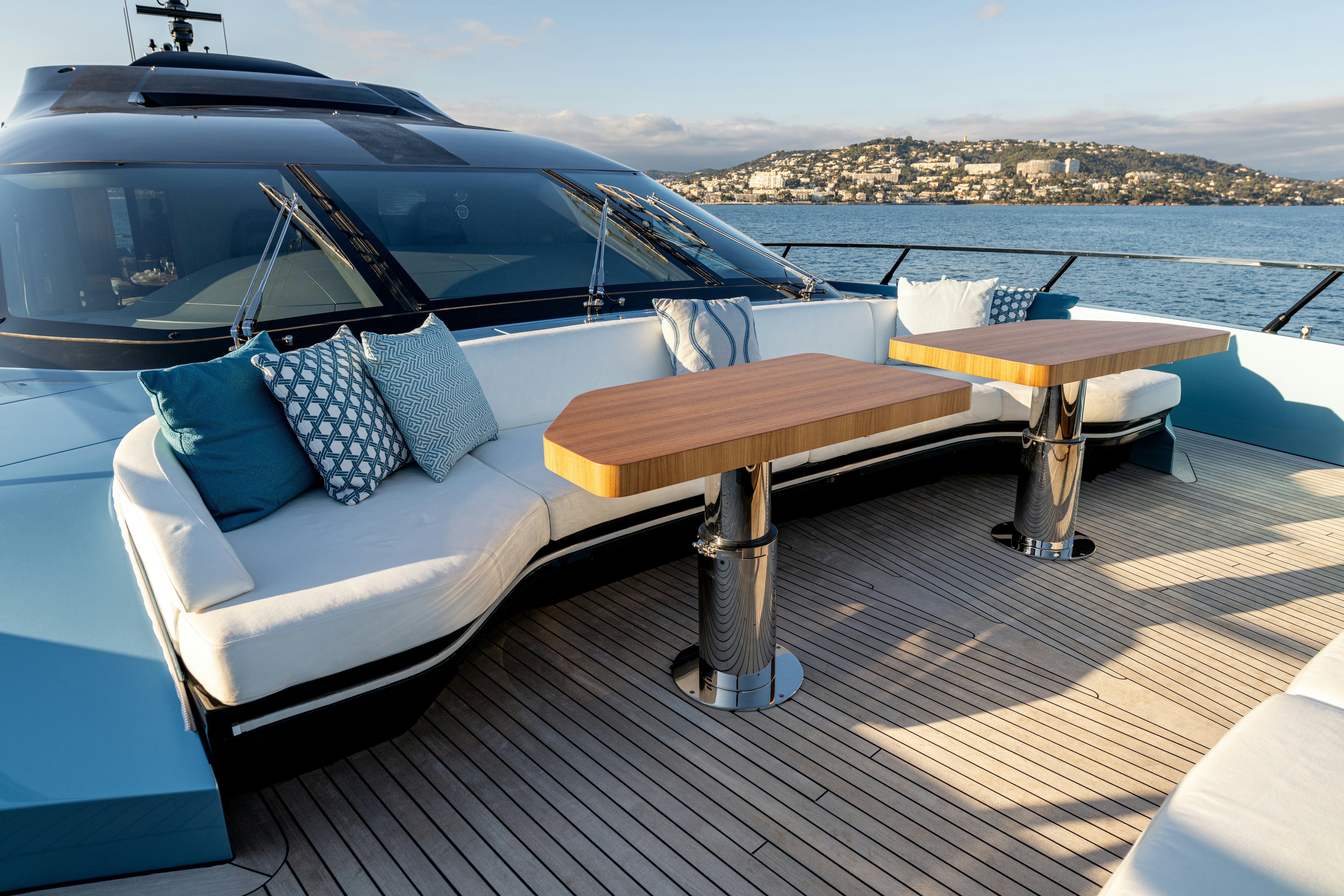 a boat on a deck aboard DELFINA Yacht for Sale