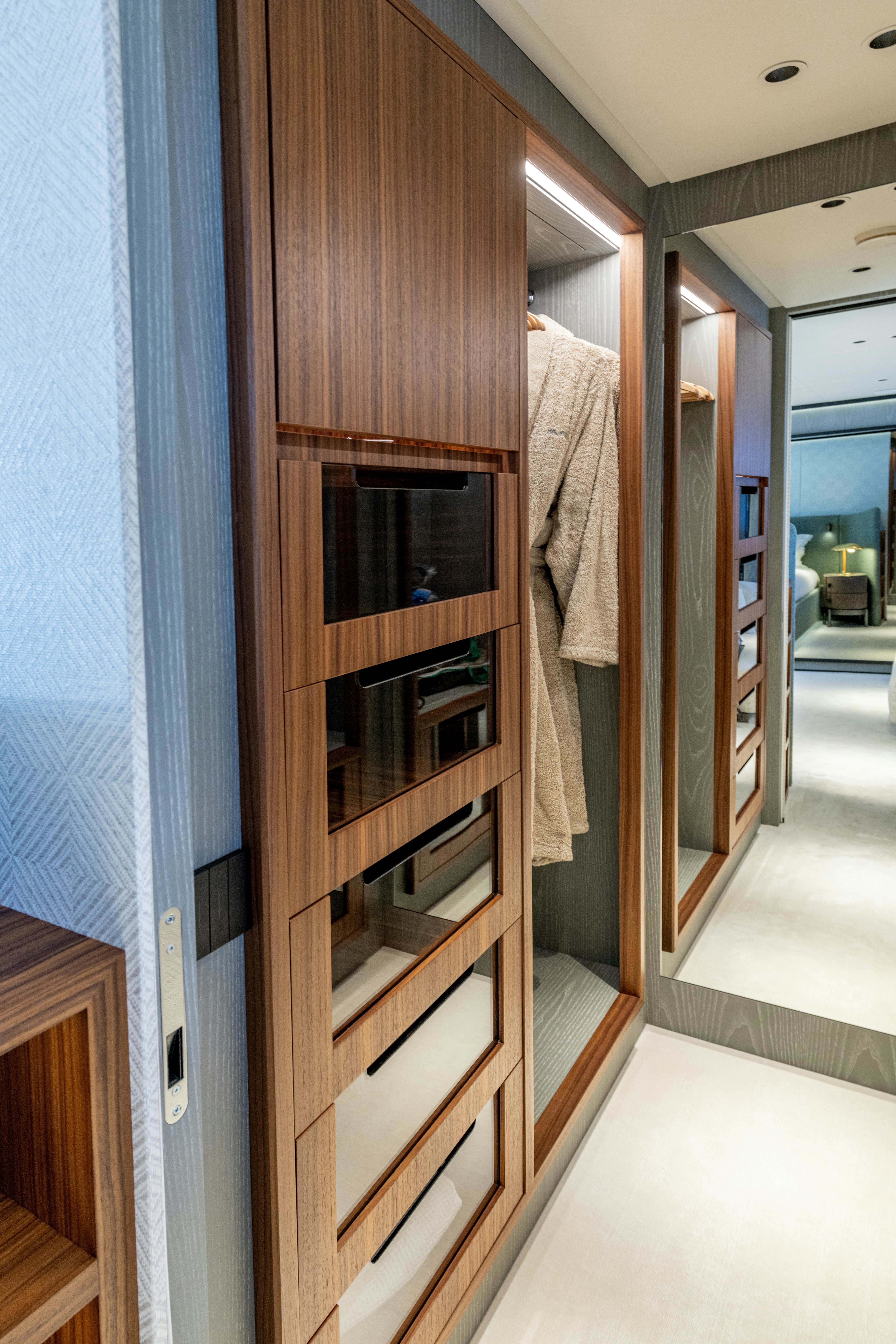 a closet with a towel on it aboard DELFINA Yacht for Sale