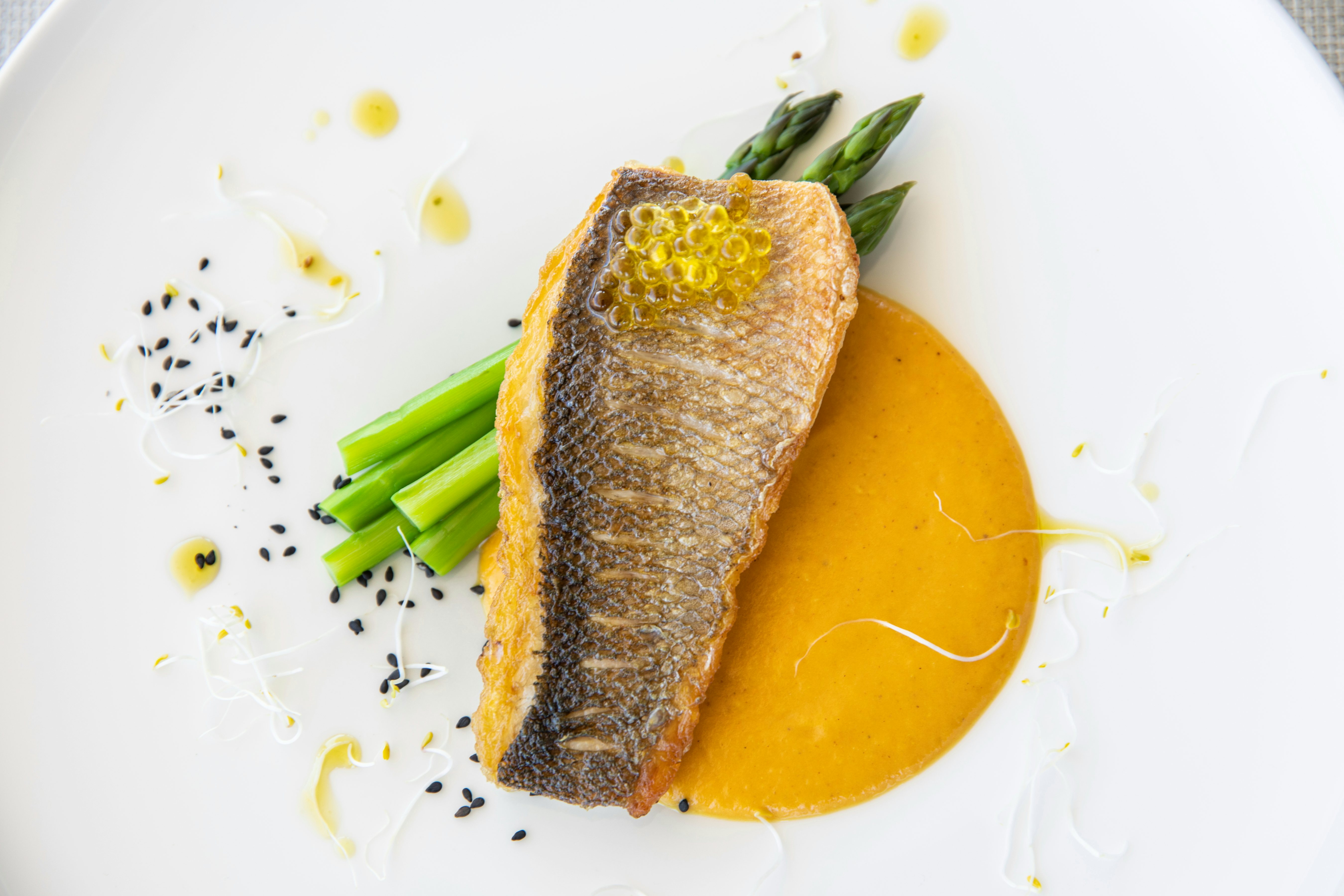 a plate of food aboard MOKA Yacht for Charter