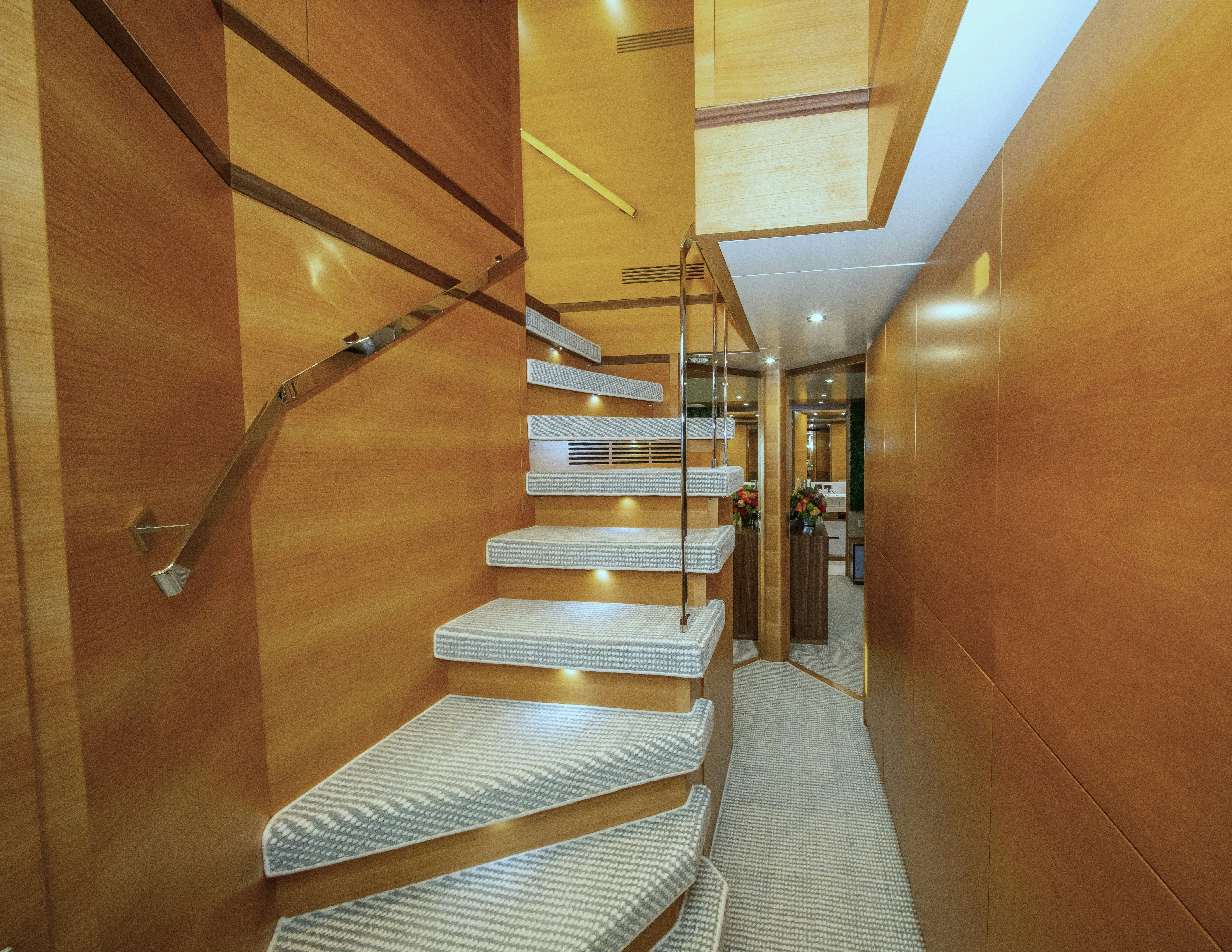 a flight of stairs in a building aboard REHAB Yacht for Sale
