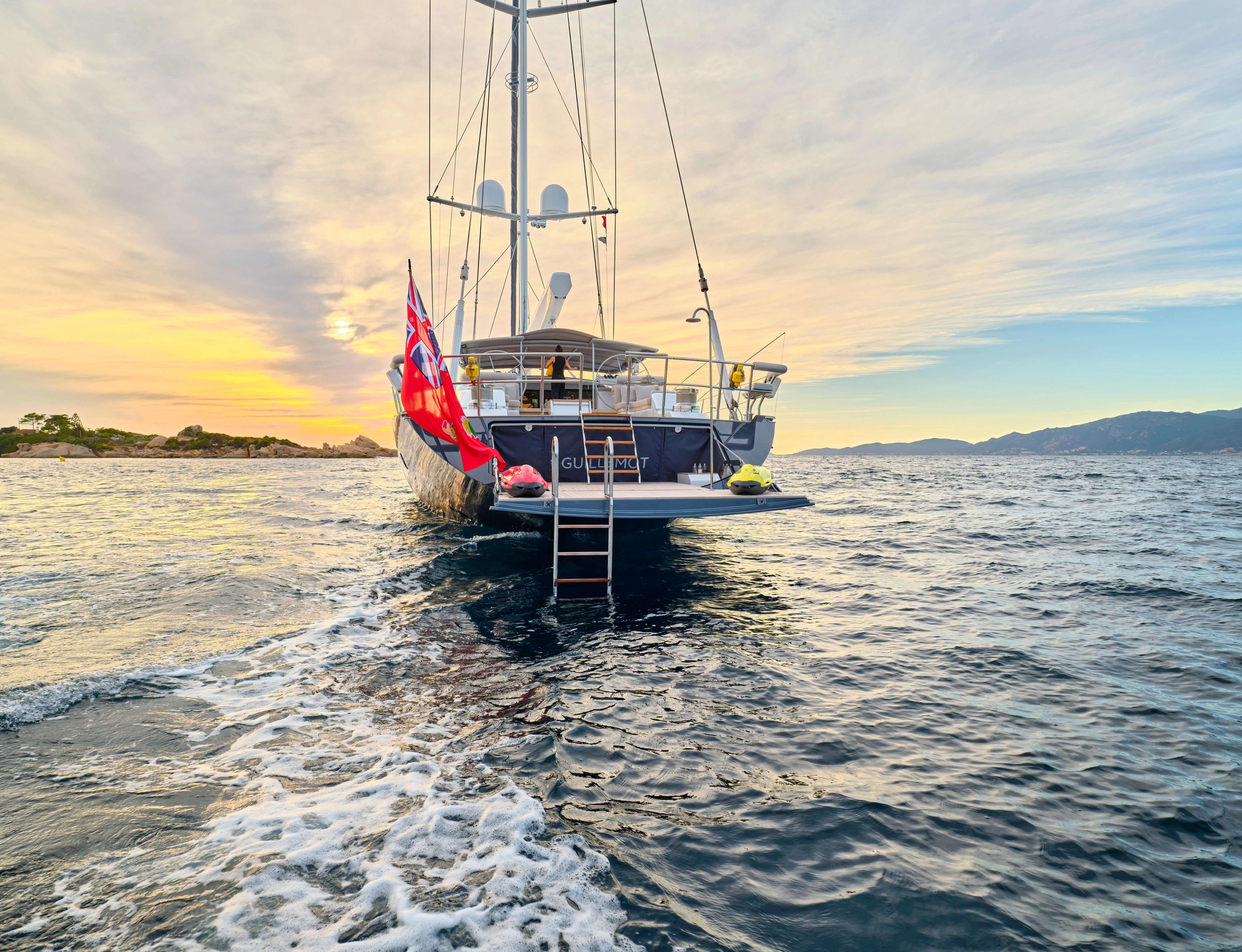 a boat in the water aboard GUILLEMOT Yacht for Charter