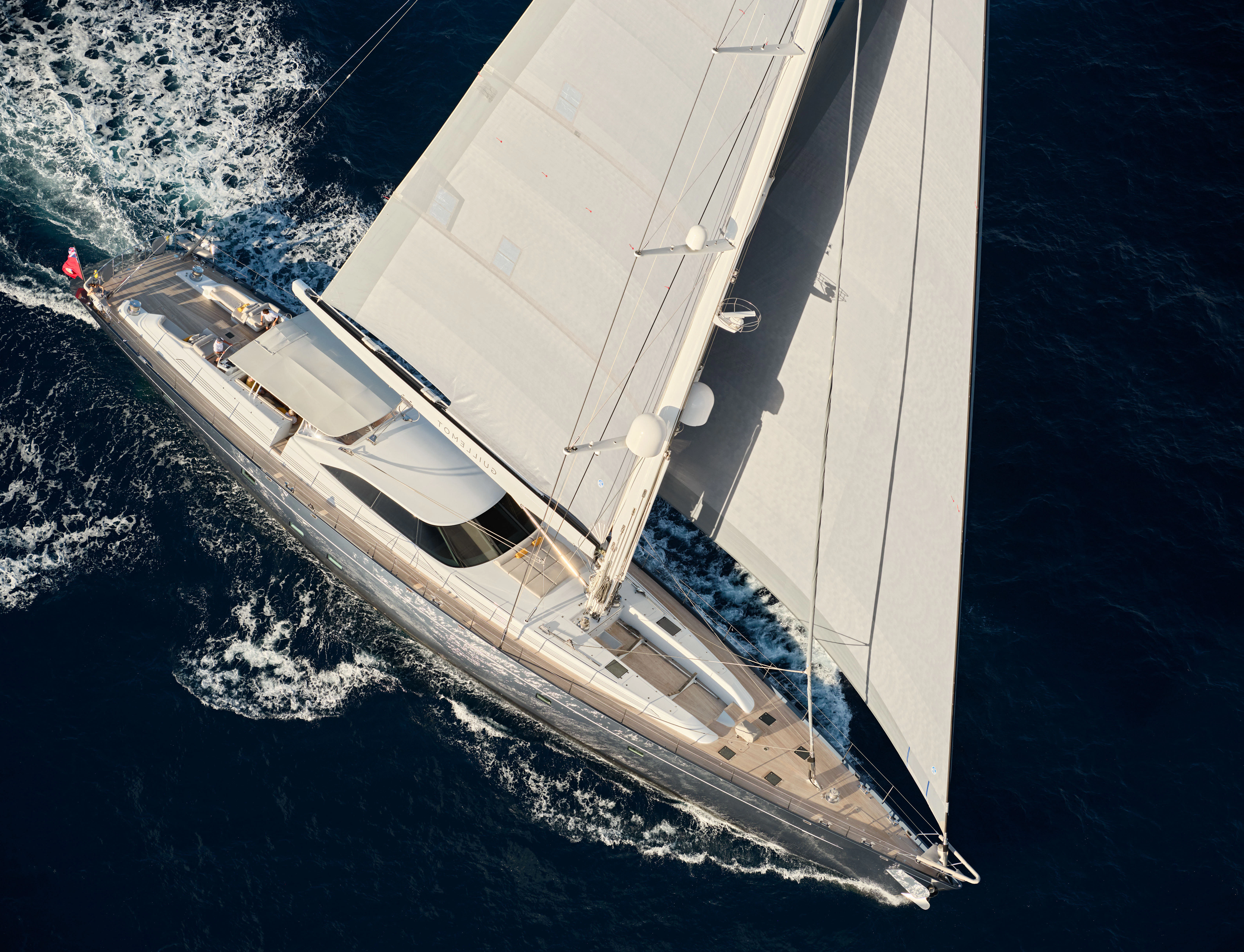 a high angle view of a bridge aboard GUILLEMOT Yacht for Charter