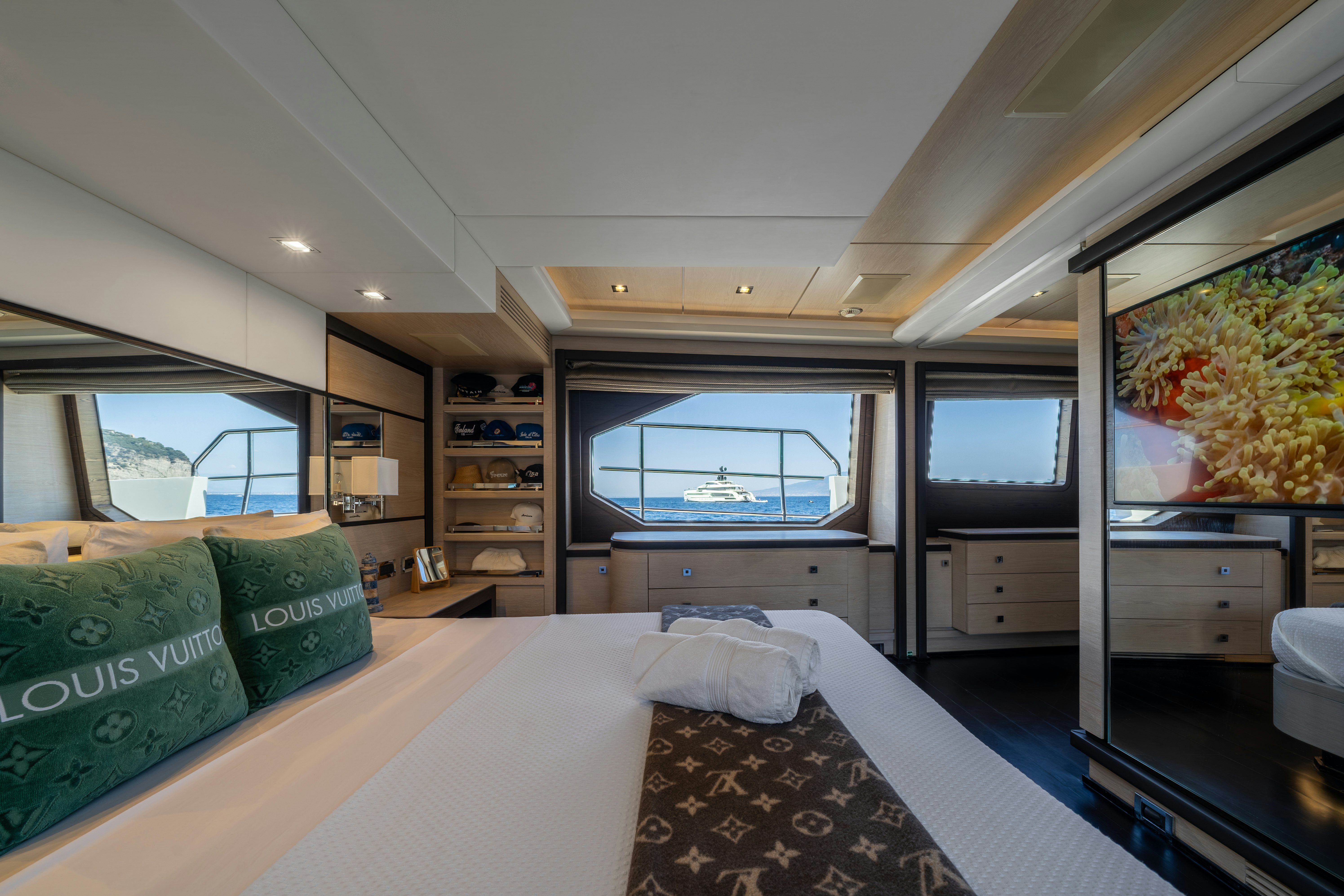 inside of a car aboard HORIZON Yacht for Sale
