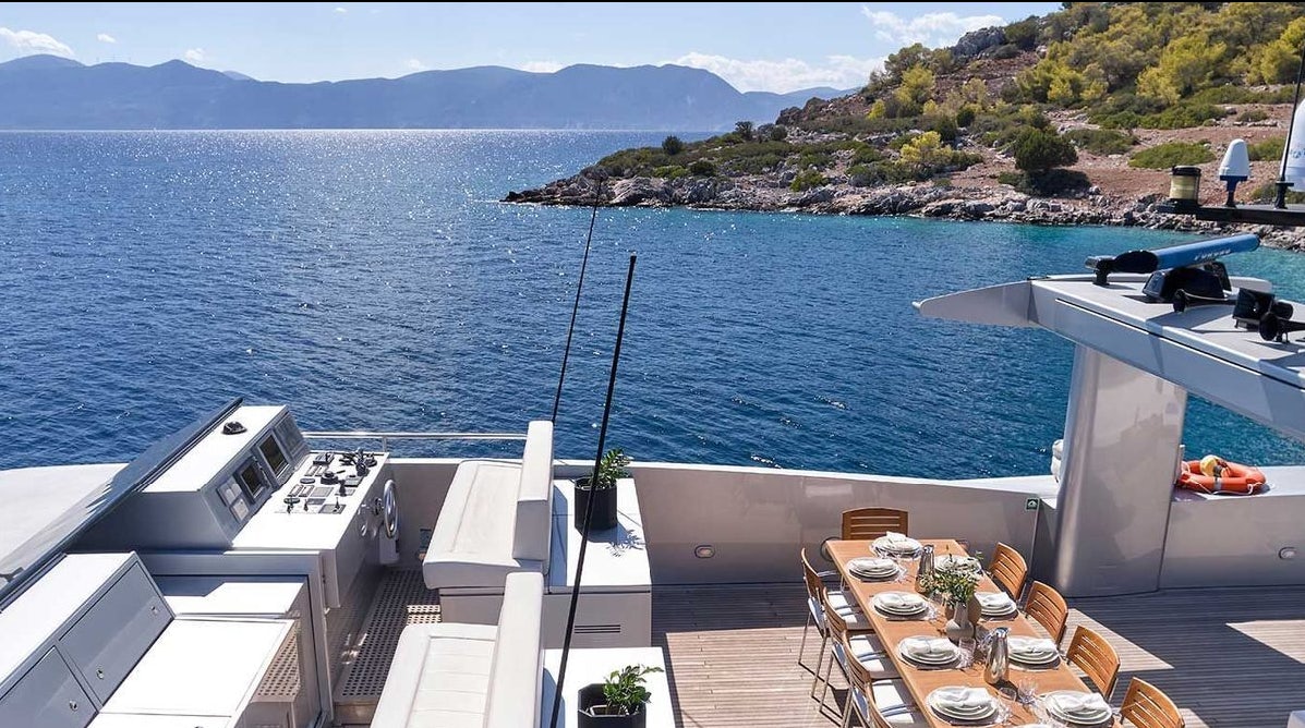 a boat on the water aboard AMICI PER SEMPRE Yacht for Charter