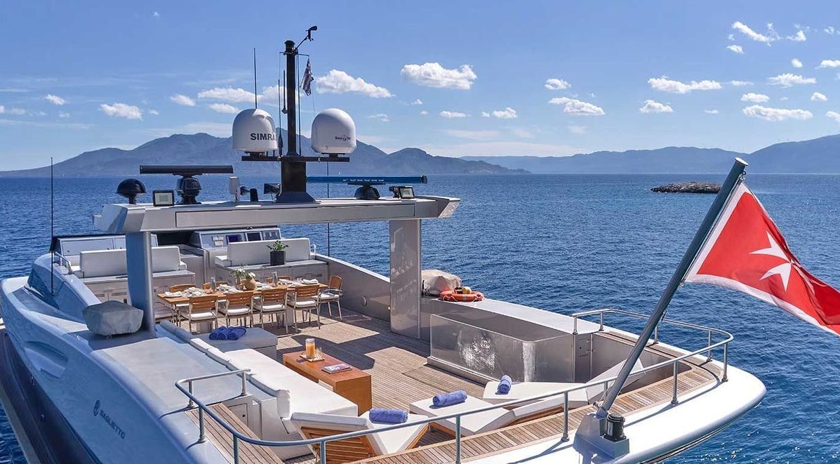 a boat on the water aboard AMICI PER SEMPRE Yacht for Charter
