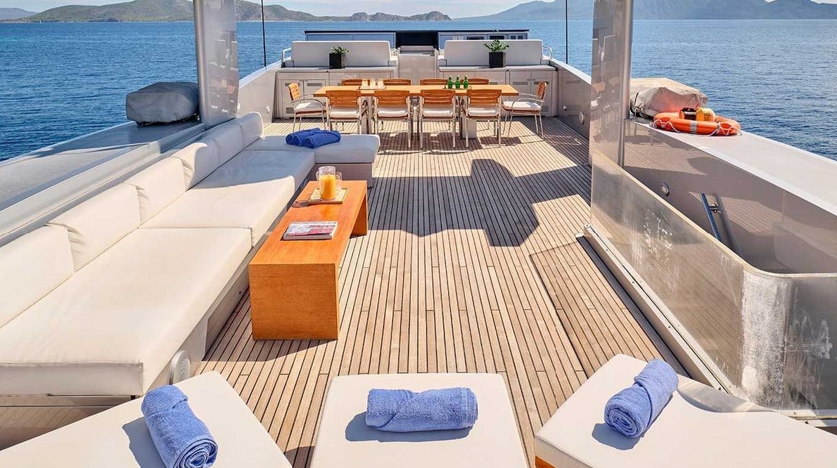 a boat on the water aboard AMICI PER SEMPRE Yacht for Charter