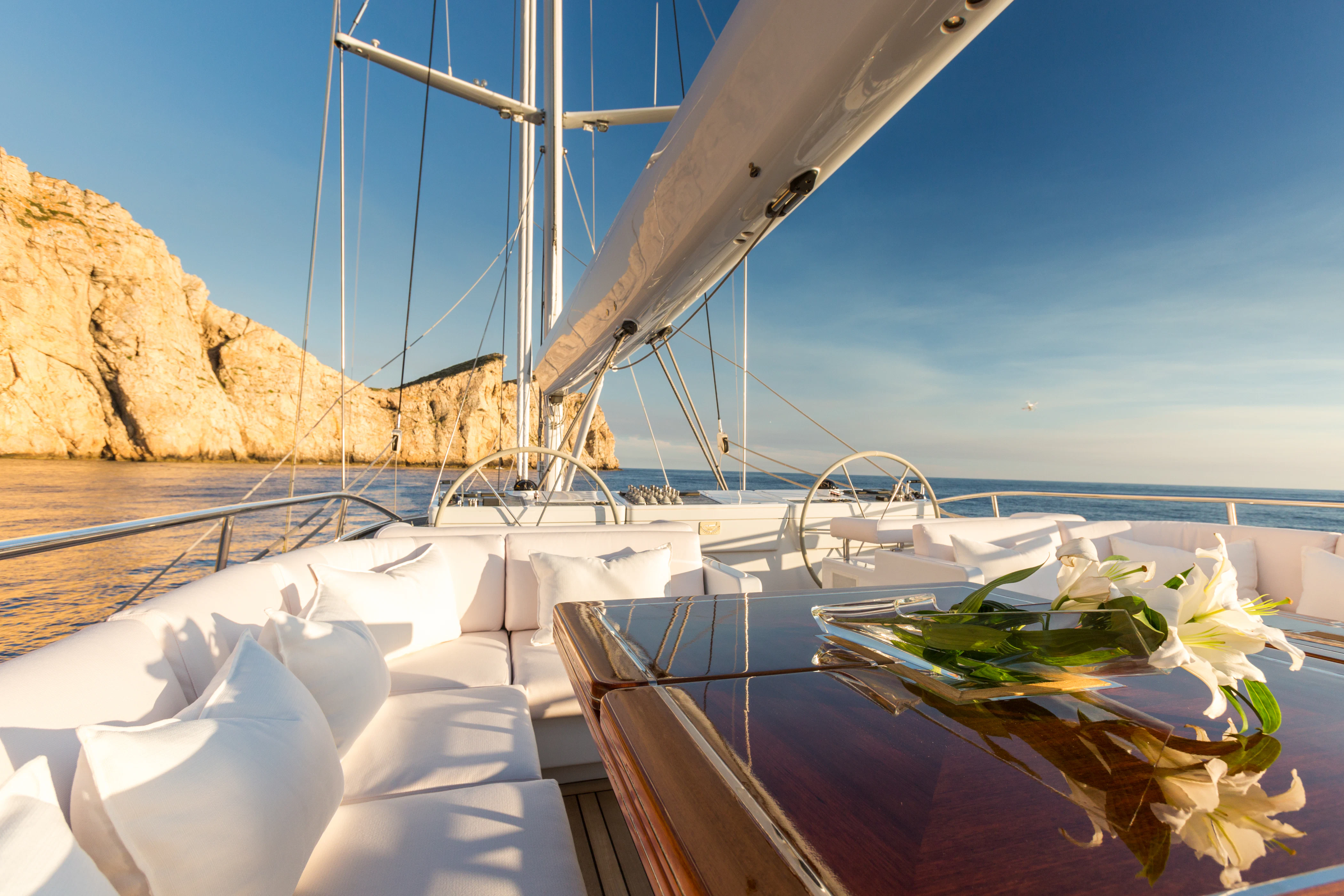 a boat on the water aboard Q Yacht for Charter
