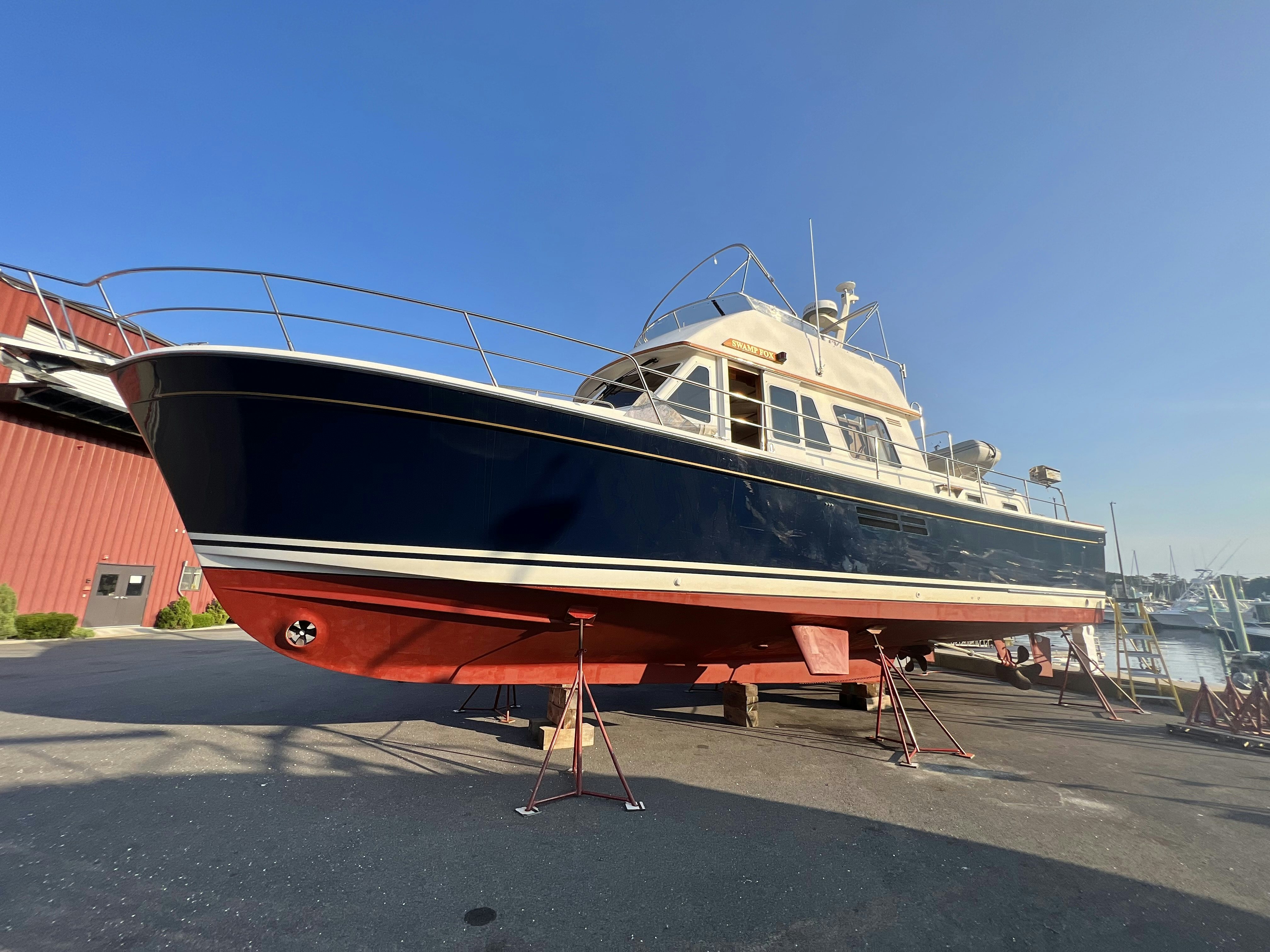 a boat on a dock aboard SWAMP FOX Yacht for Sale