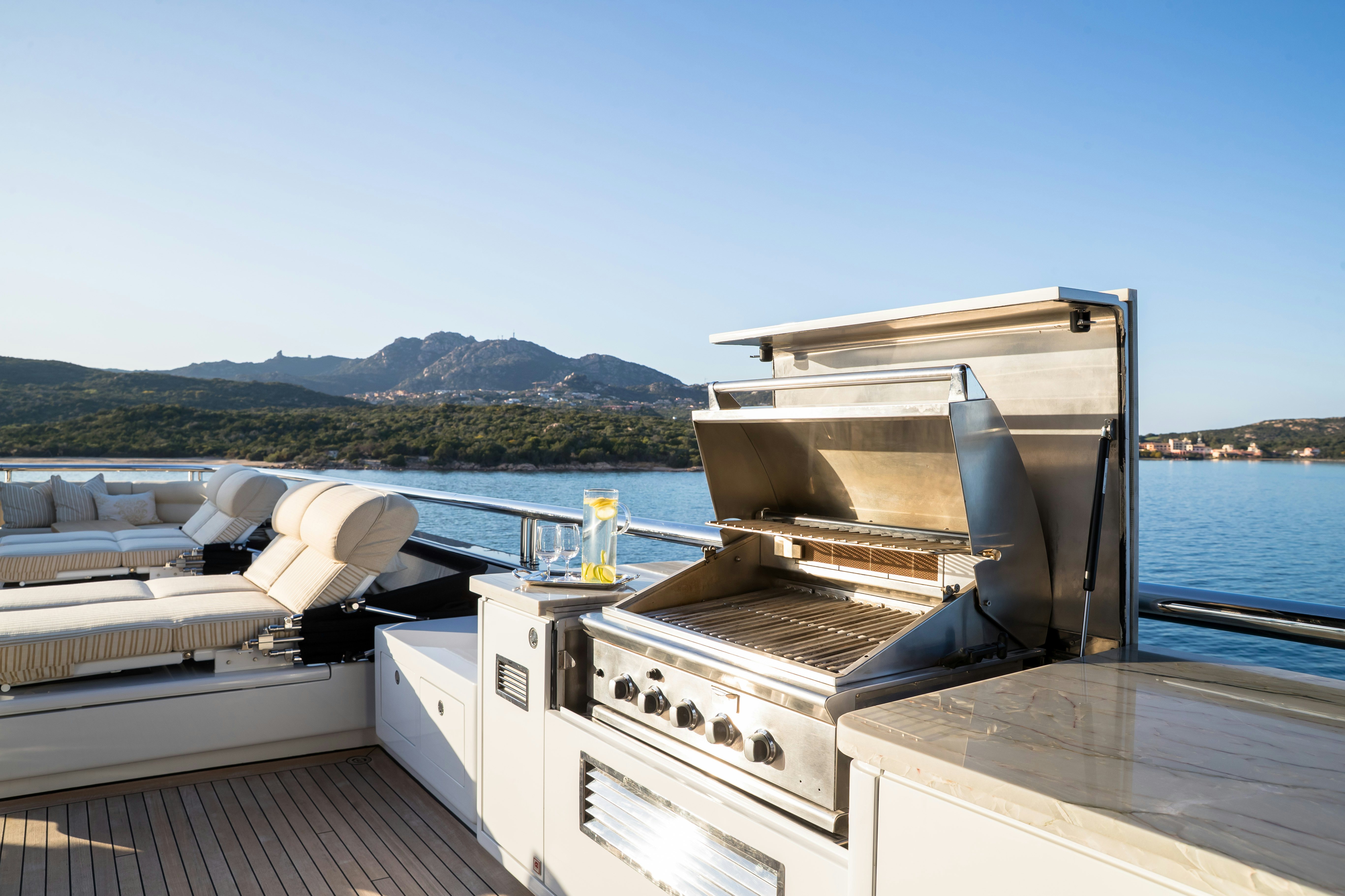 a boat on a deck aboard STARFIRE Yacht for Charter