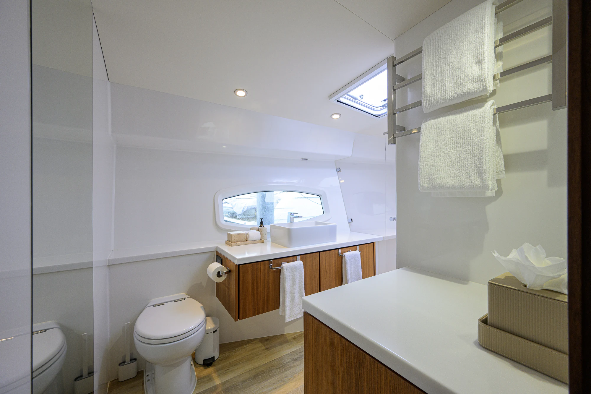 a bathroom with a sink toilet and a bathtub aboard TURQUOISE Yacht for Sale