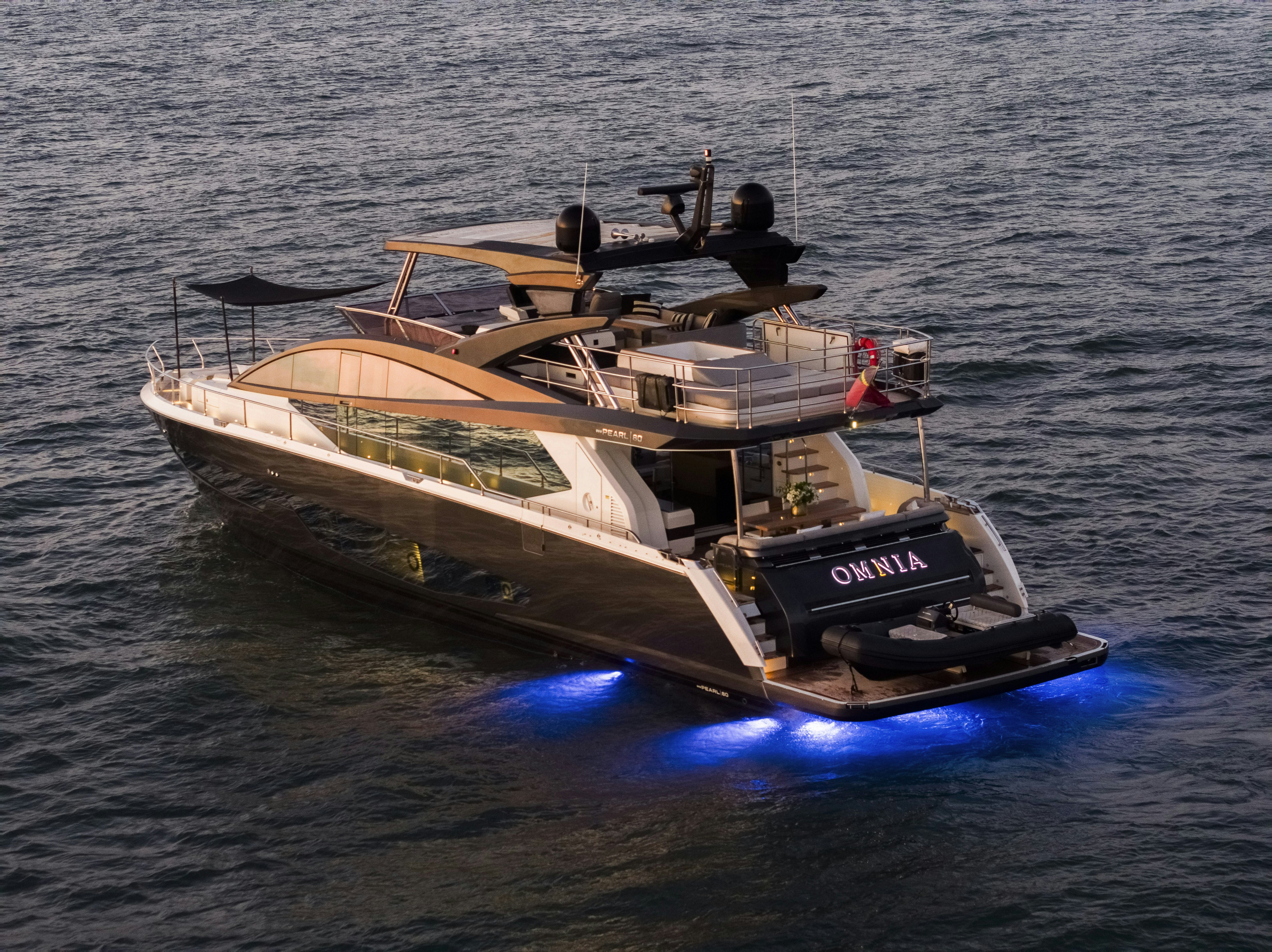 a boat on the water aboard OMNIA Yacht for Sale