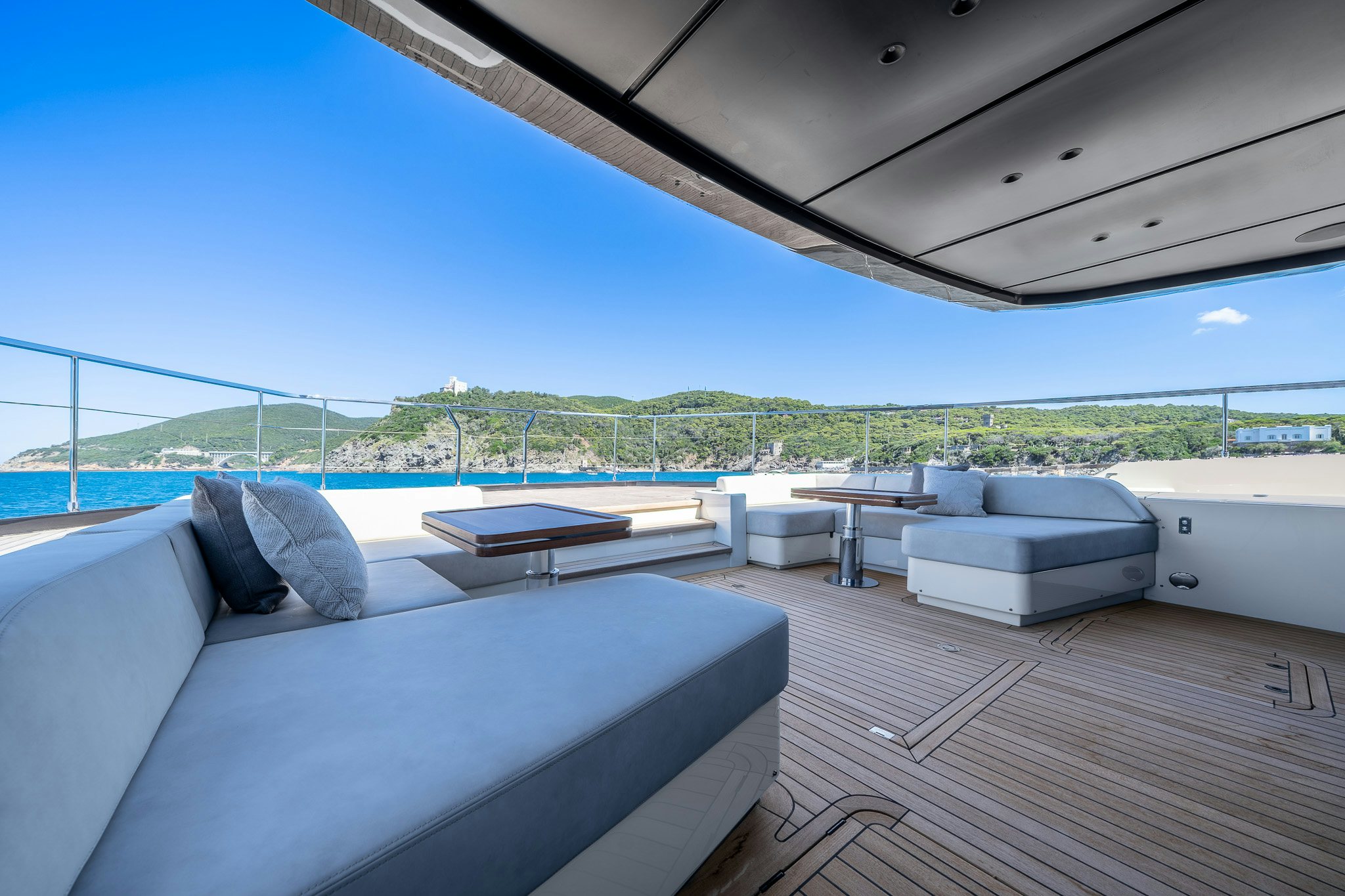 a deck with a pool aboard ACALI Yacht for Sale