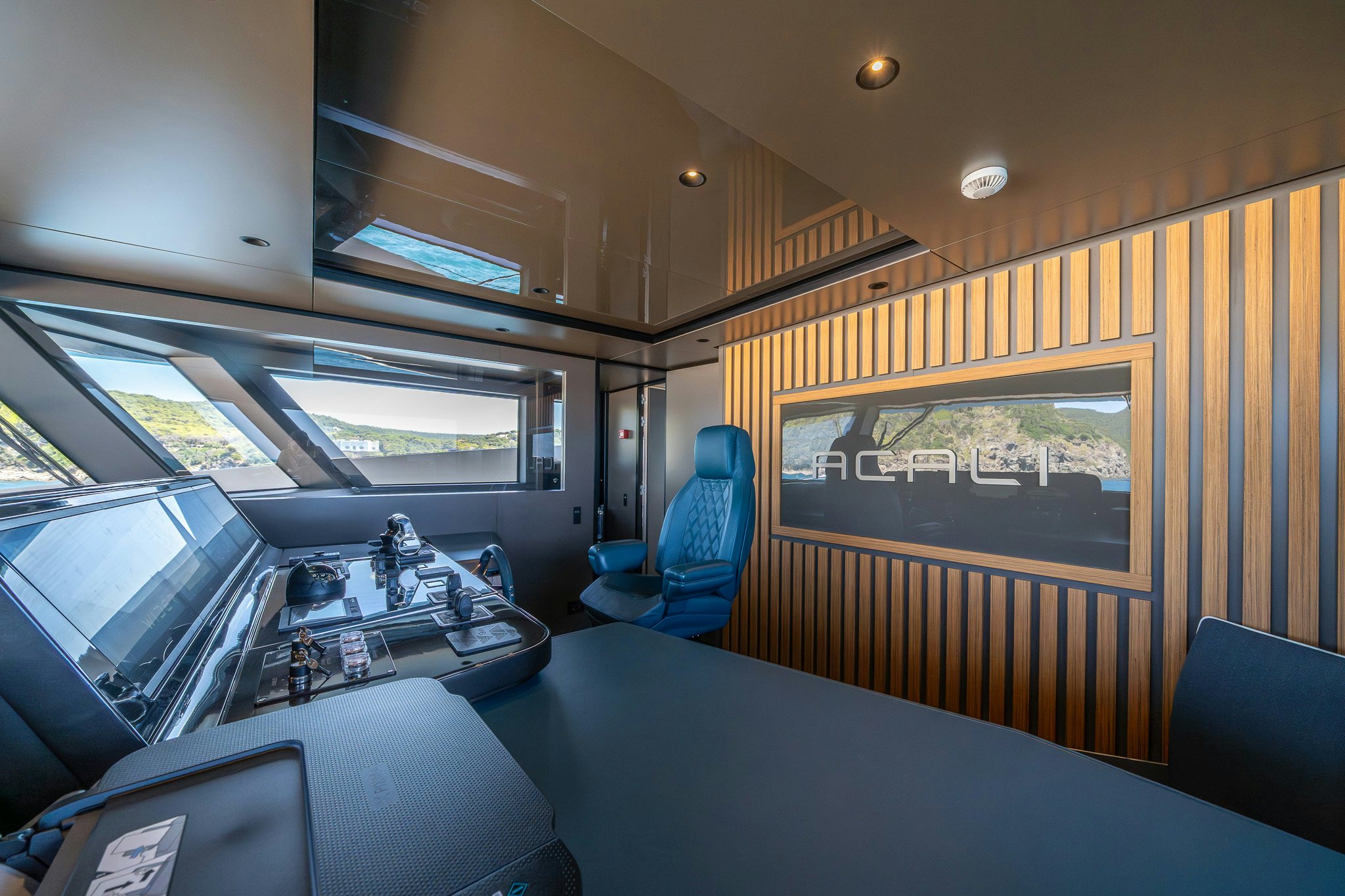 inside of a vehicle aboard ACALI Yacht for Sale