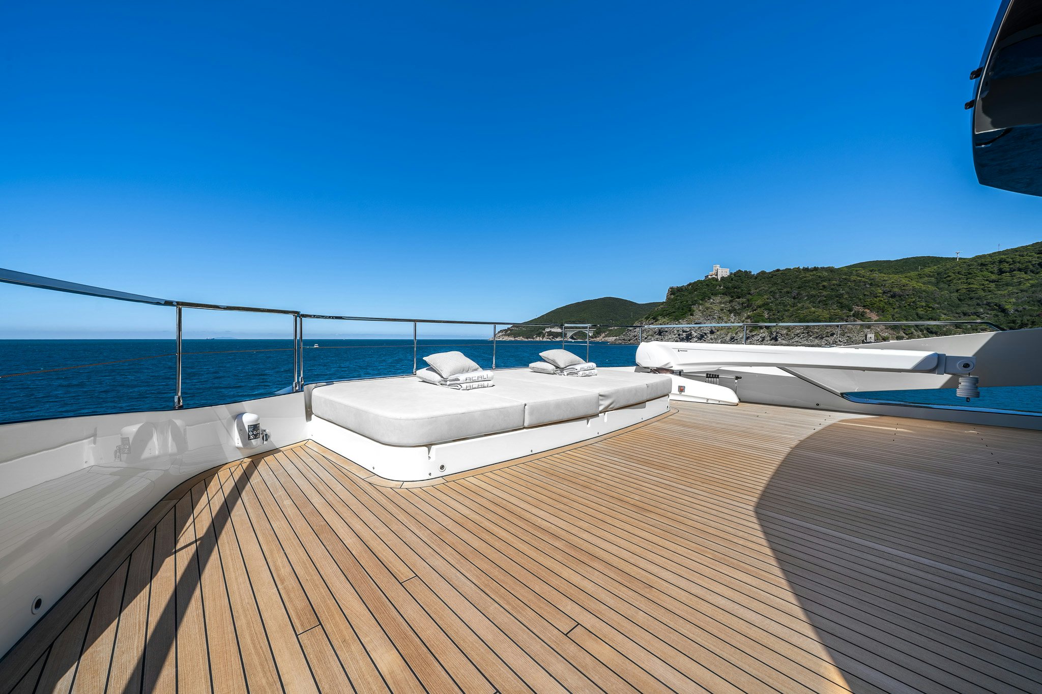 a deck with a boat on it aboard ACALI Yacht for Sale