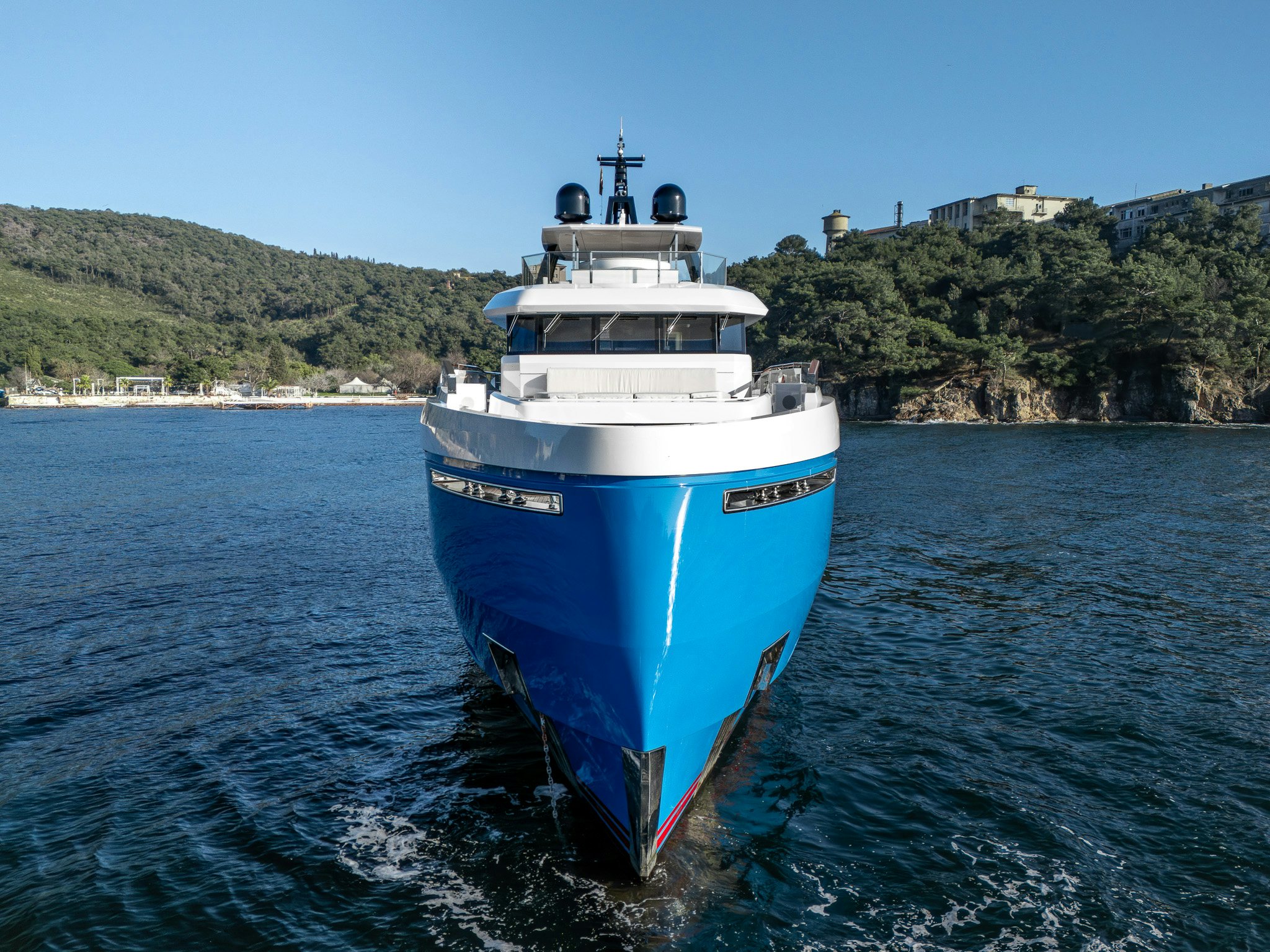 a large boat in the water aboard MERELEY I Yacht for Sale