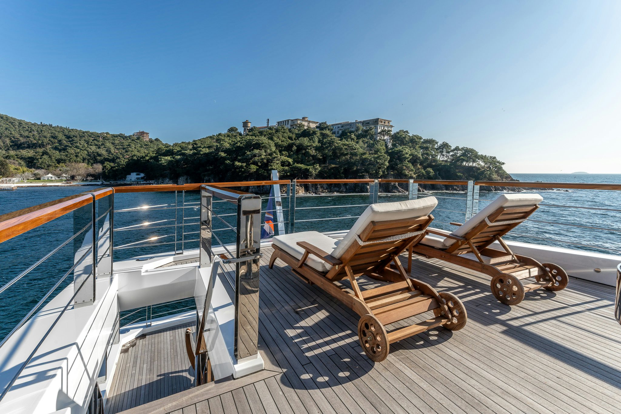 a boat on a deck aboard MERELEY I Yacht for Sale