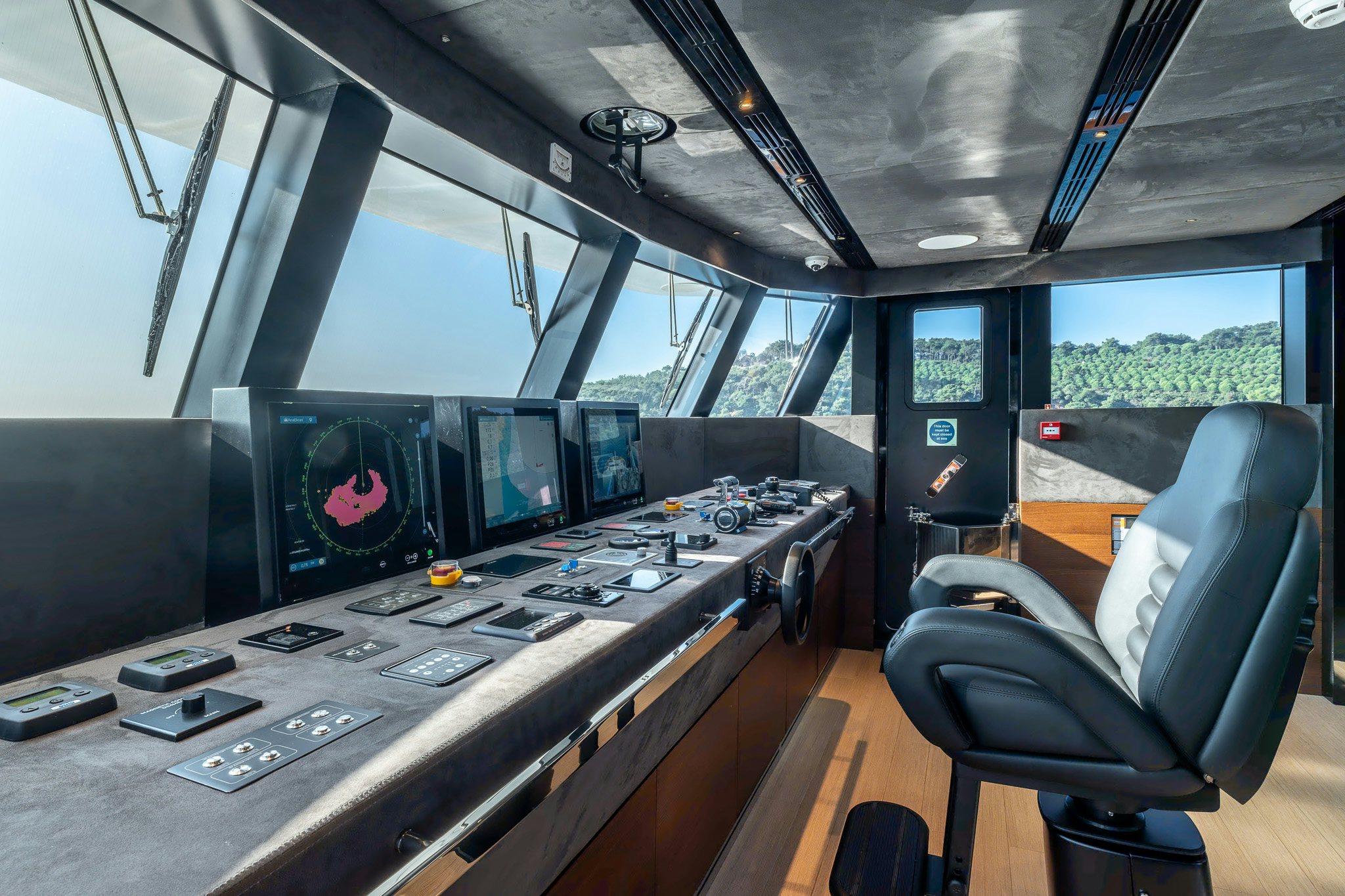 inside of a vehicle with computers and monitors aboard MERELEY I Yacht for Sale