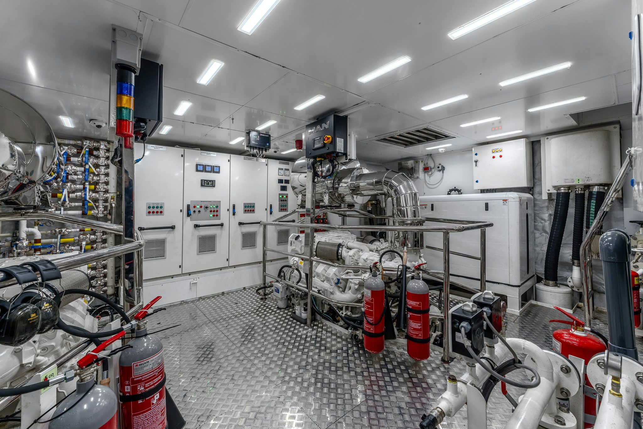 a room with machinery and equipment aboard MERELEY I Yacht for Sale