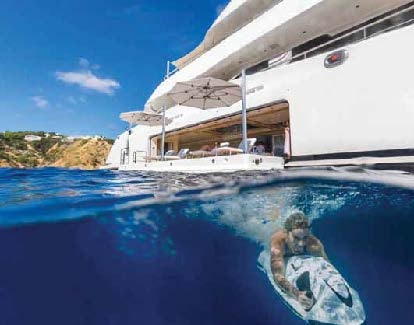 a person swimming in a pool aboard LADY LARA Yacht for Sale