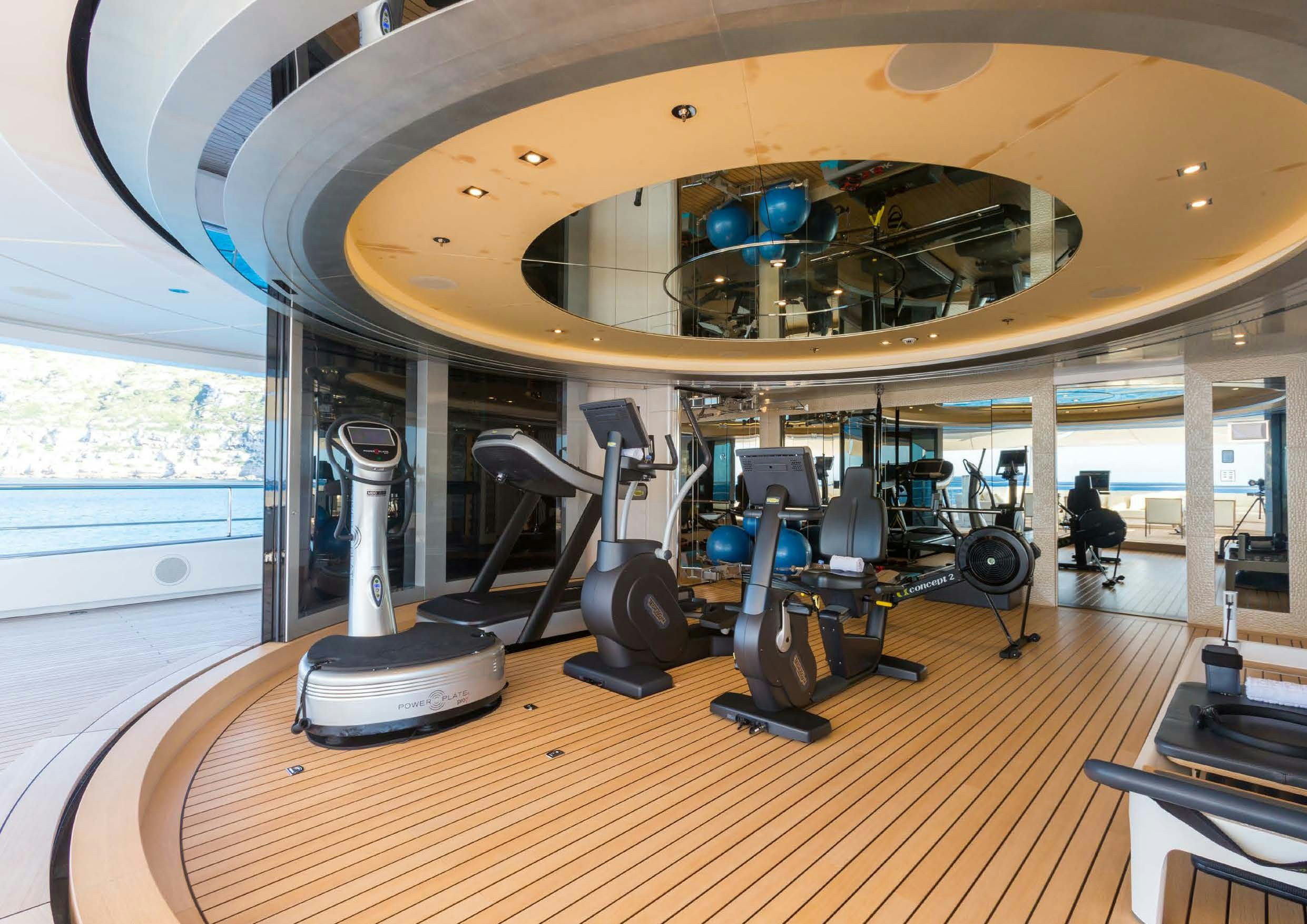 a large room with large machines aboard LADY LARA Yacht for Sale