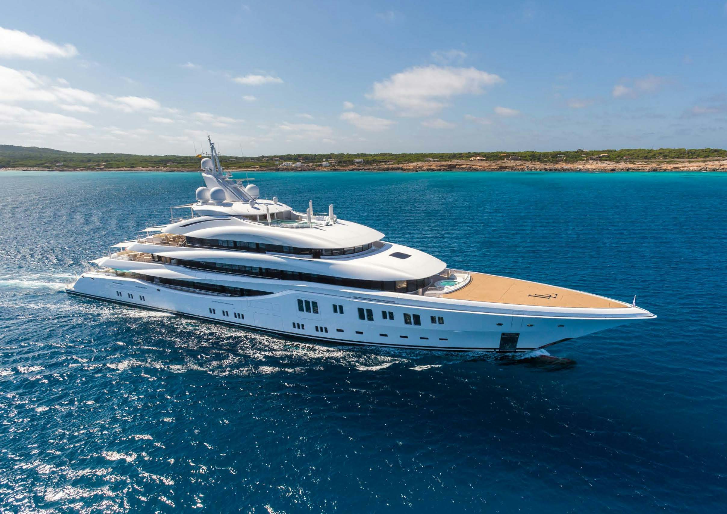 a white yacht in the water aboard LADY LARA Yacht for Sale