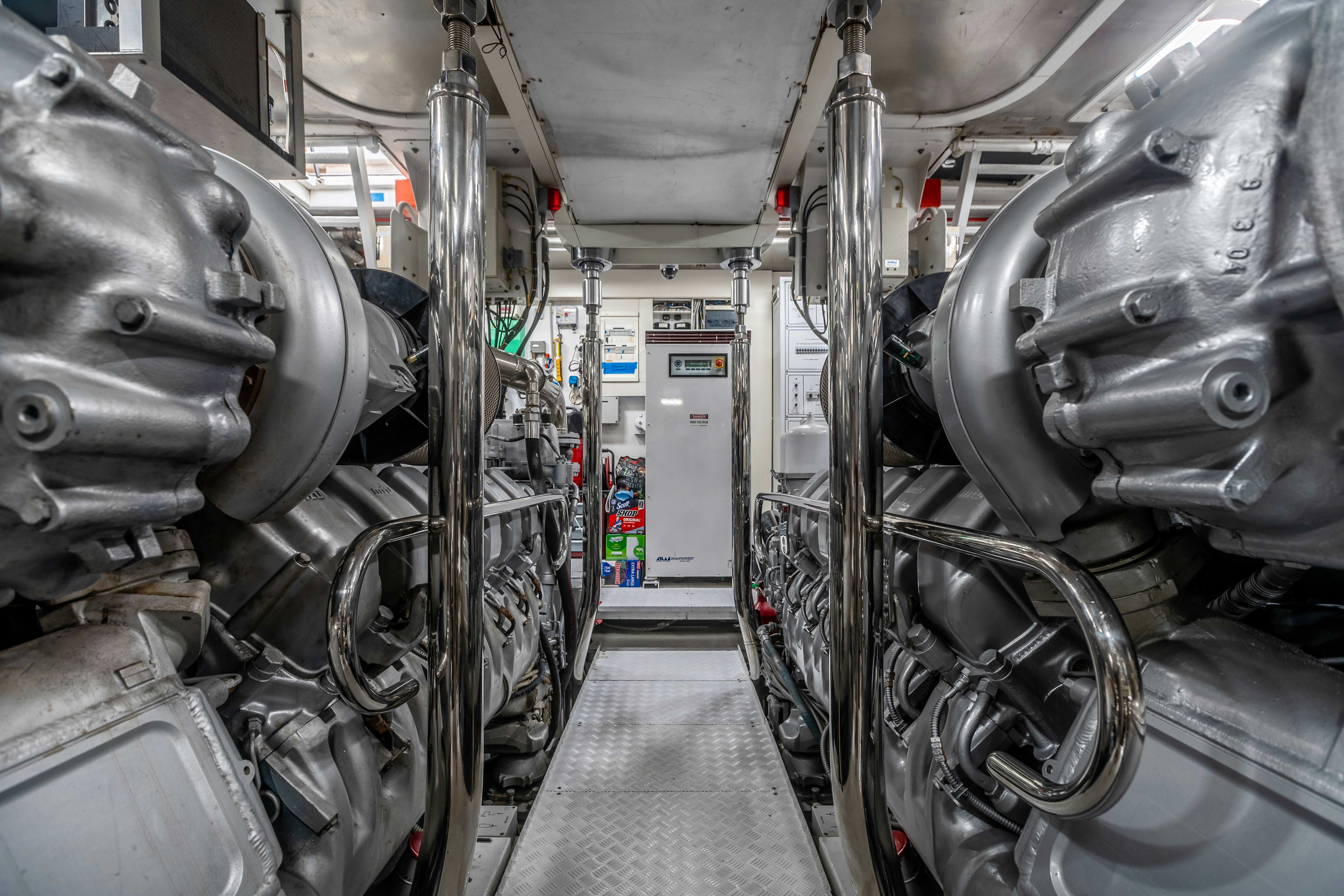 a large room with machinery aboard TOTAL Yacht for Sale