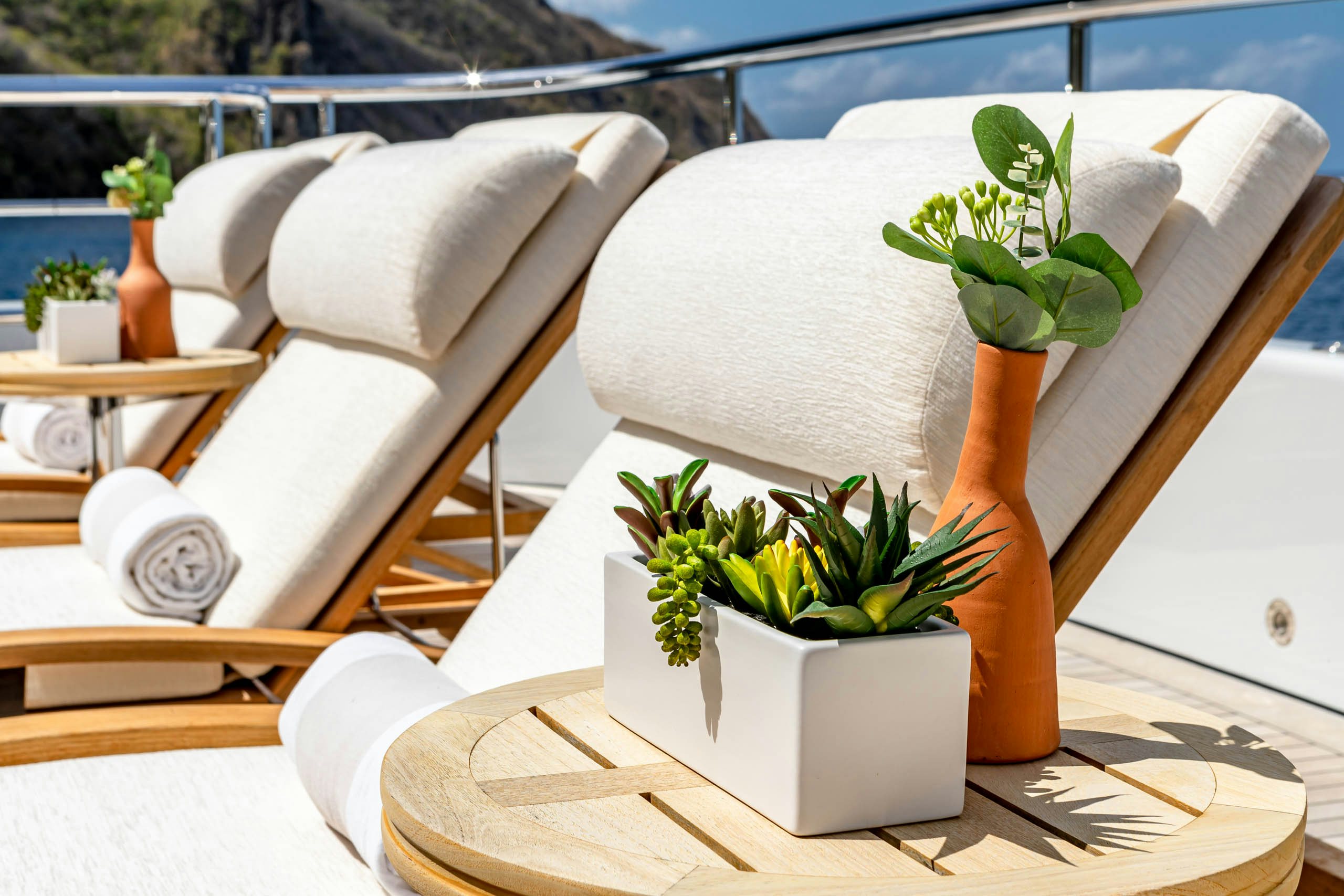 a plant in a pot aboard HARLE Yacht for Charter