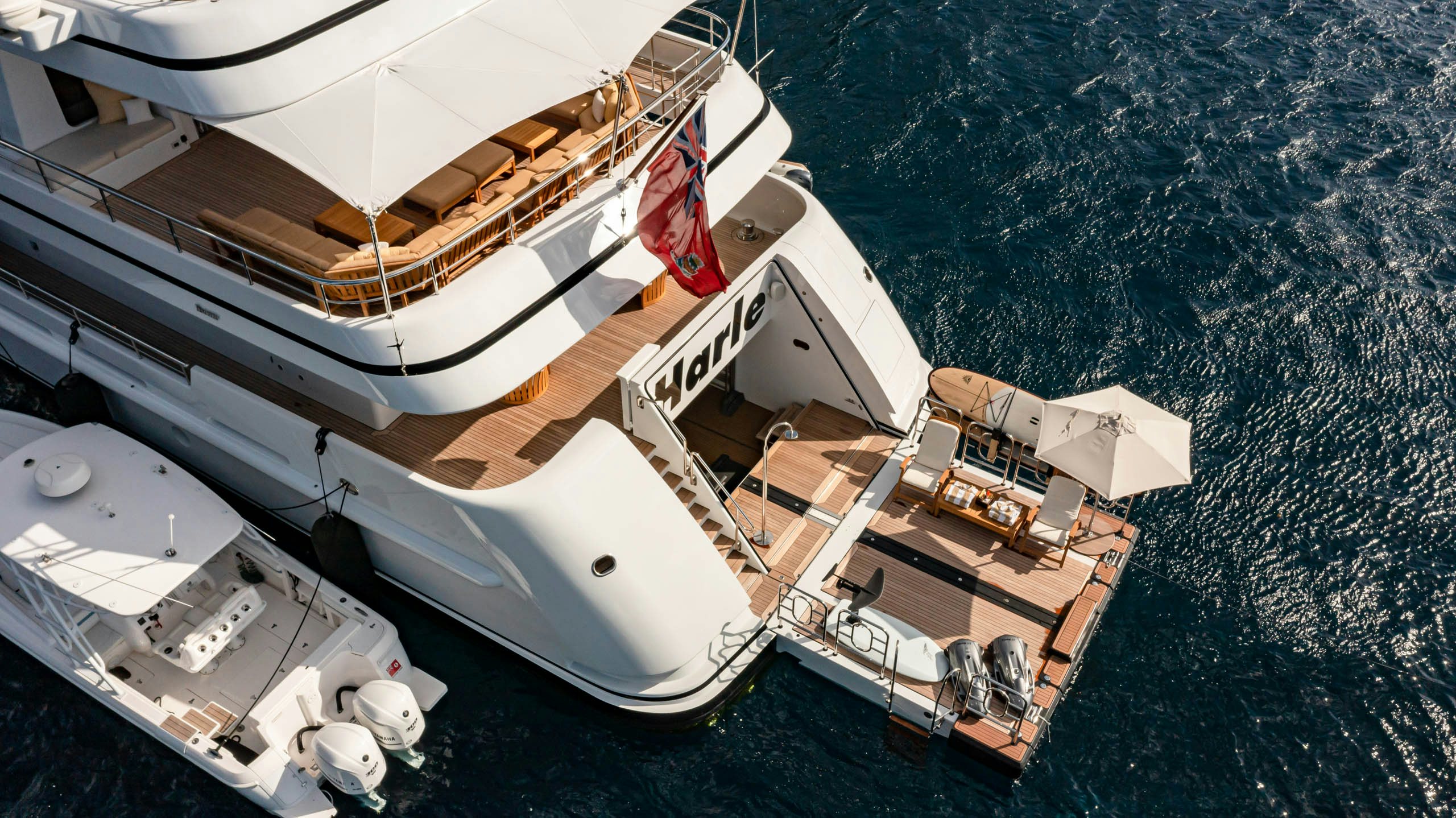 a boat on the water aboard HARLE Yacht for Charter