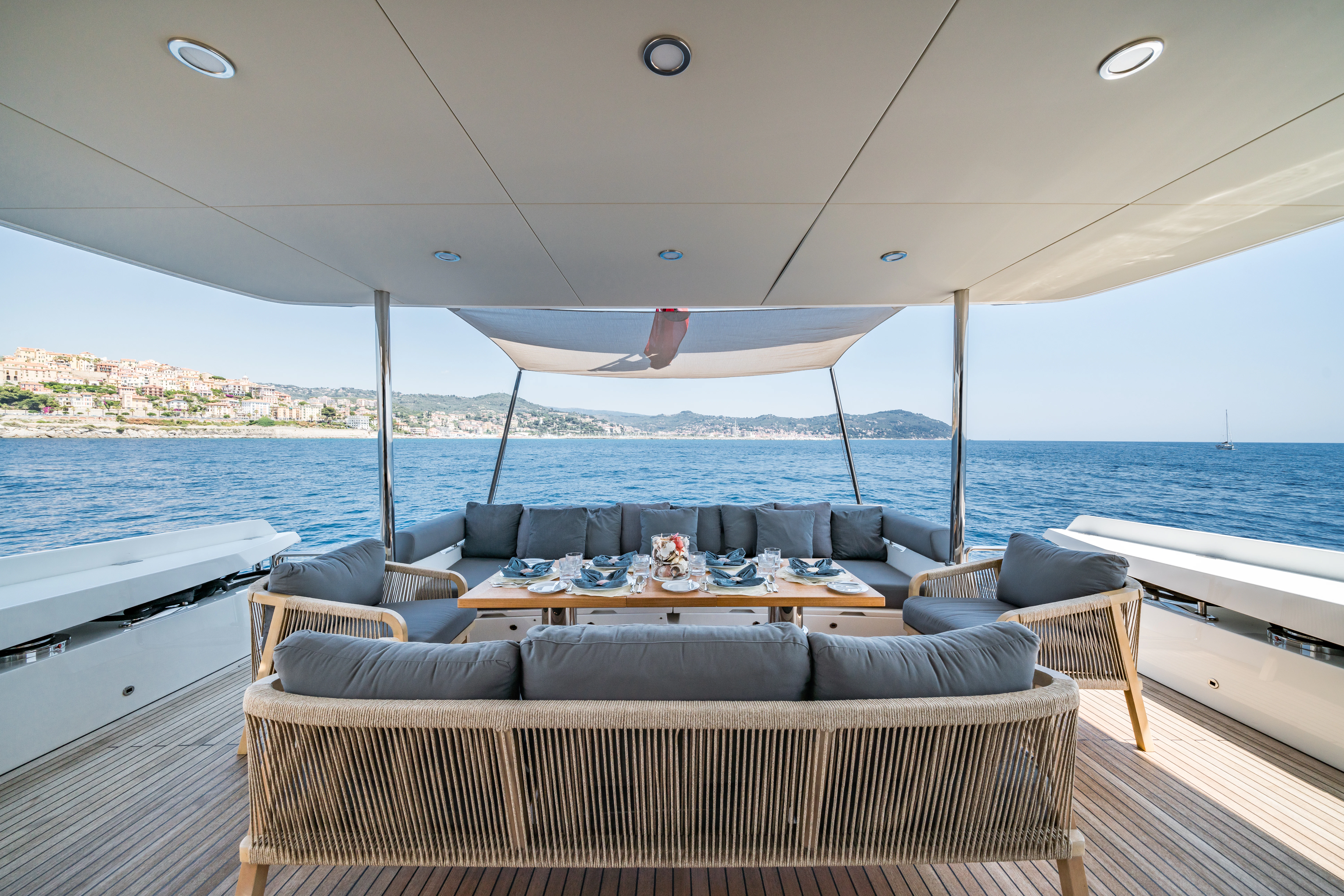 a boat on the water aboard MAORIA Yacht for Charter