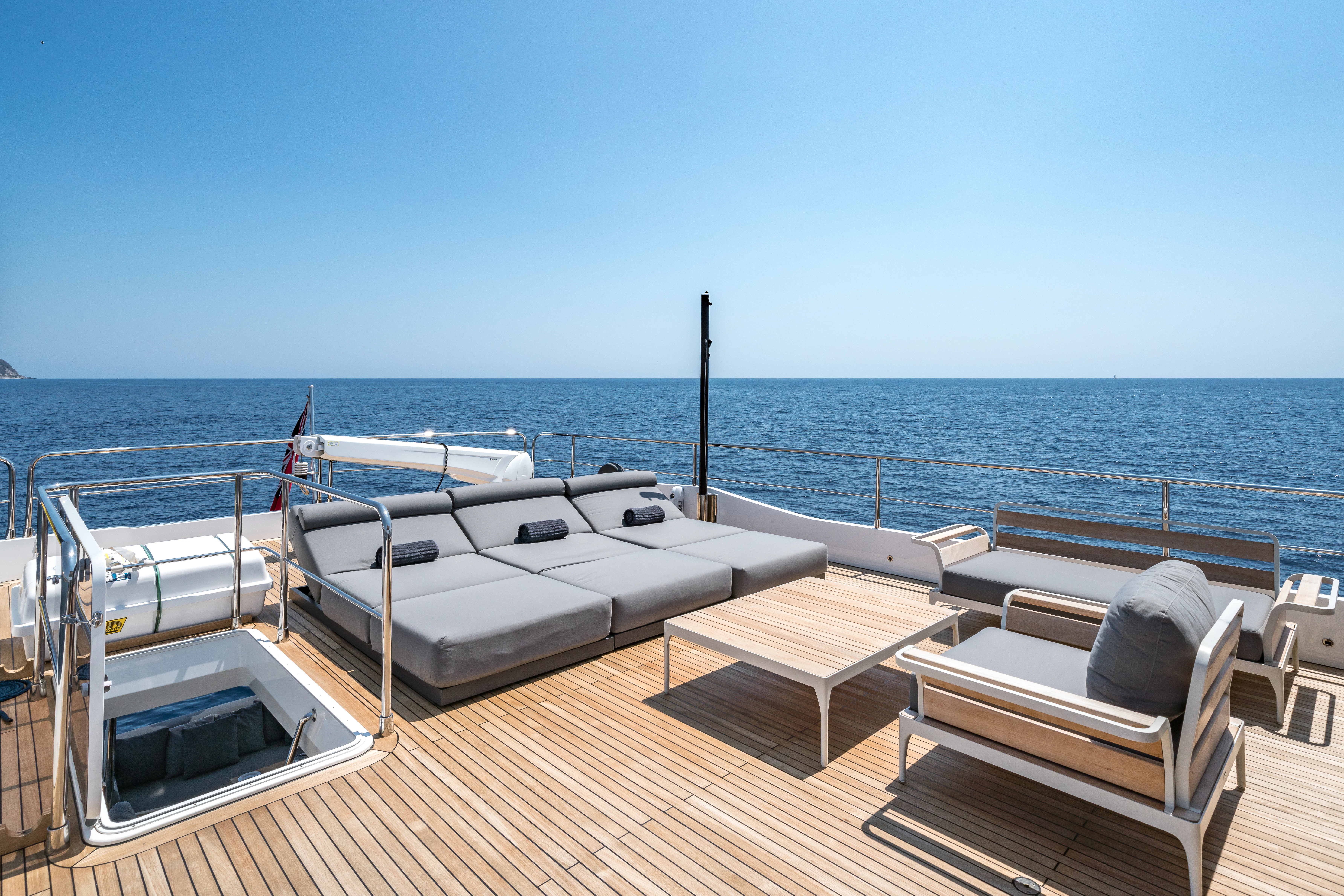 a boat on a deck aboard MAORIA Yacht for Charter