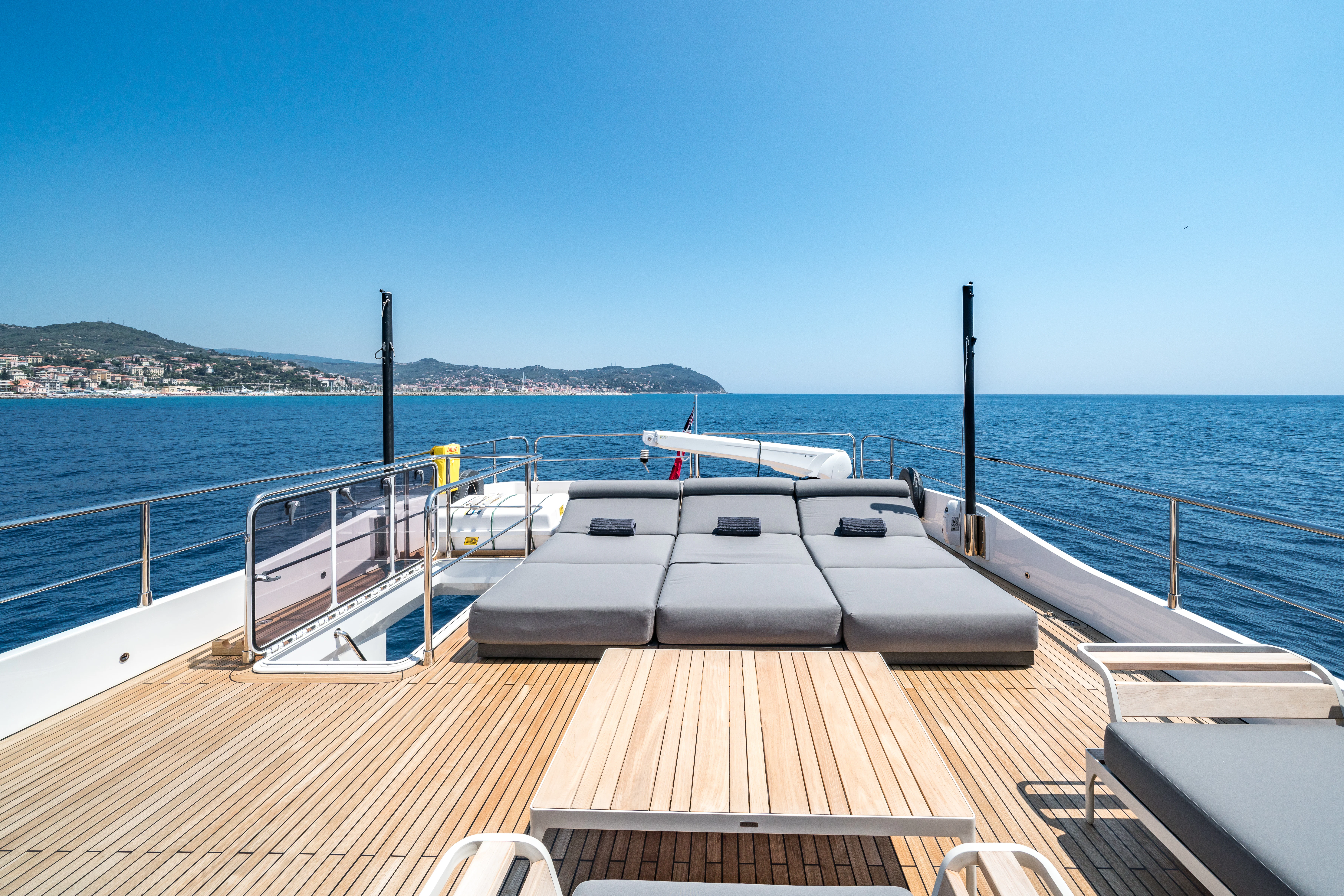 a boat on a deck aboard MAORIA Yacht for Charter
