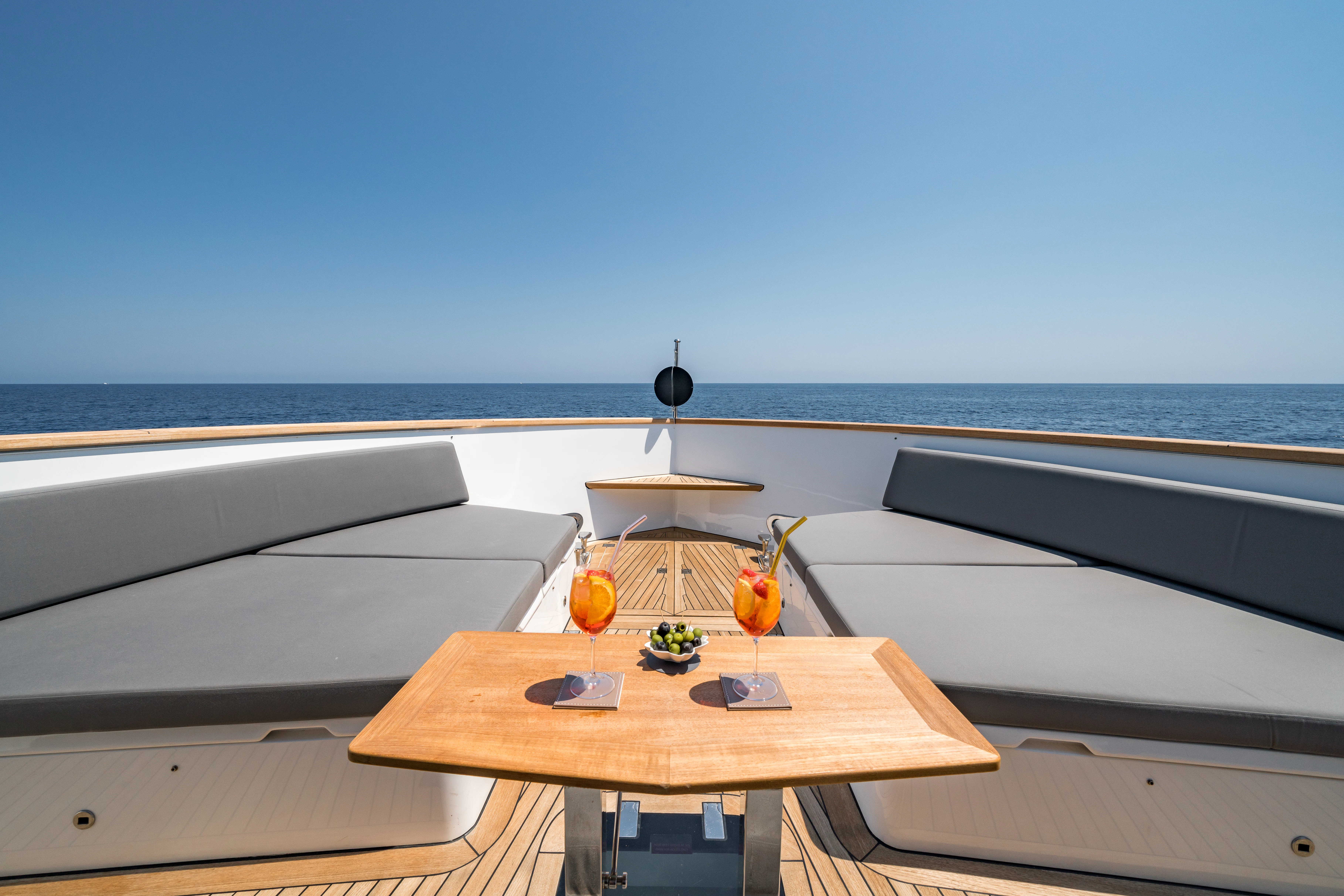 a table on a boat aboard MAORIA Yacht for Charter