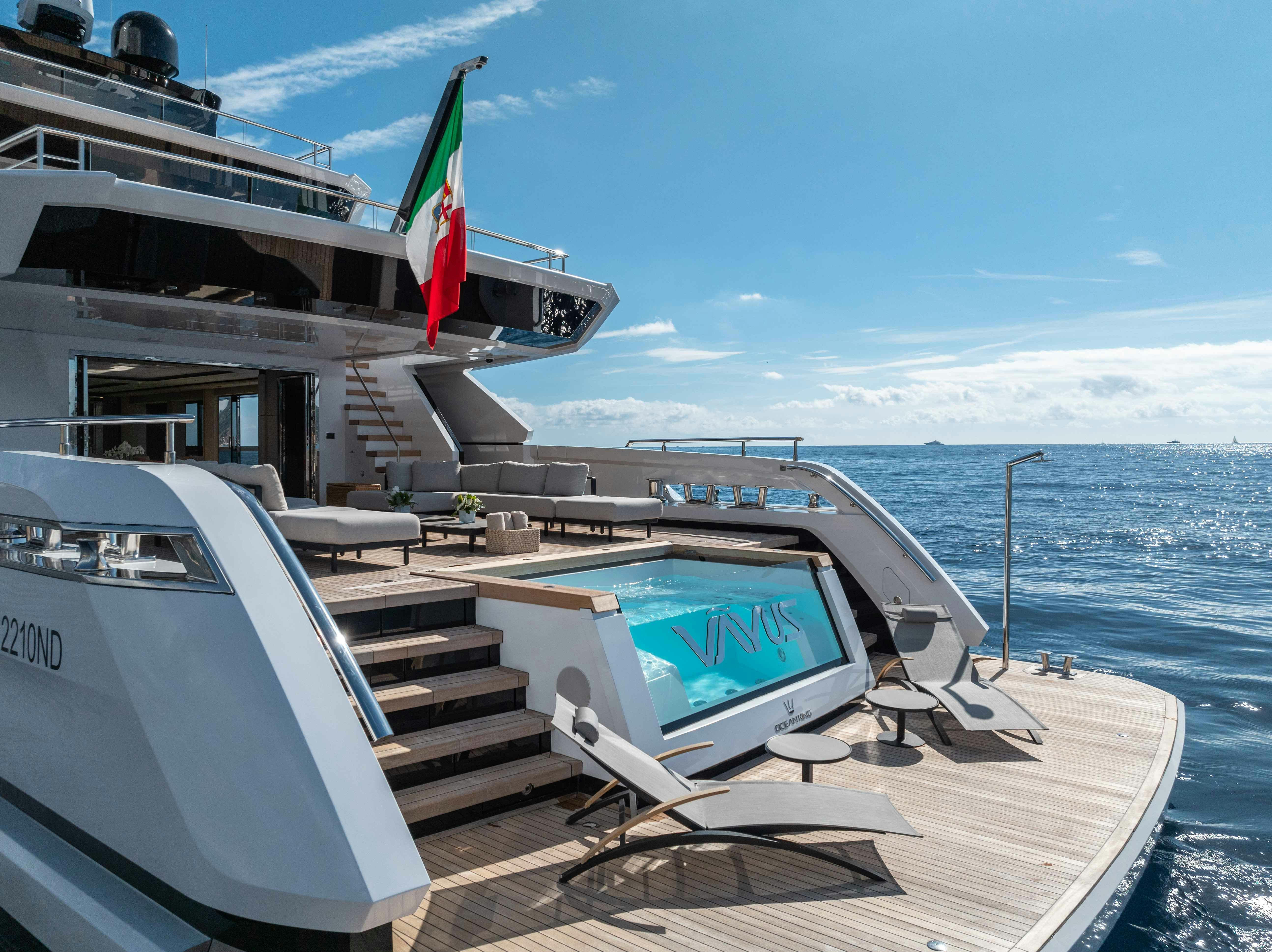 a boat on the water aboard OCEAN KING DUCALE 120 Yacht for Sale