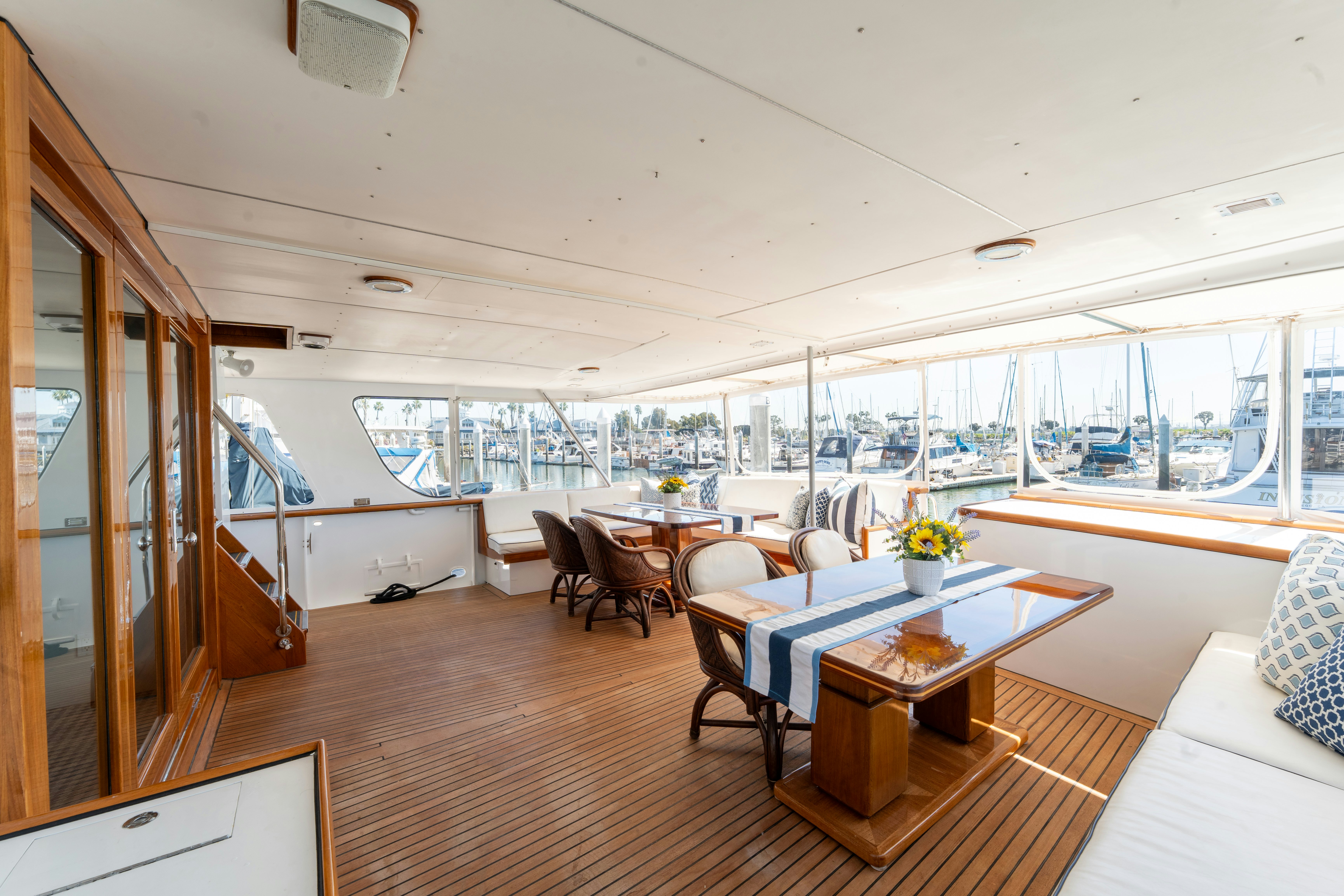 inside of a building with a large window and a wood floor aboard NORDIC STAR Yacht for Sale