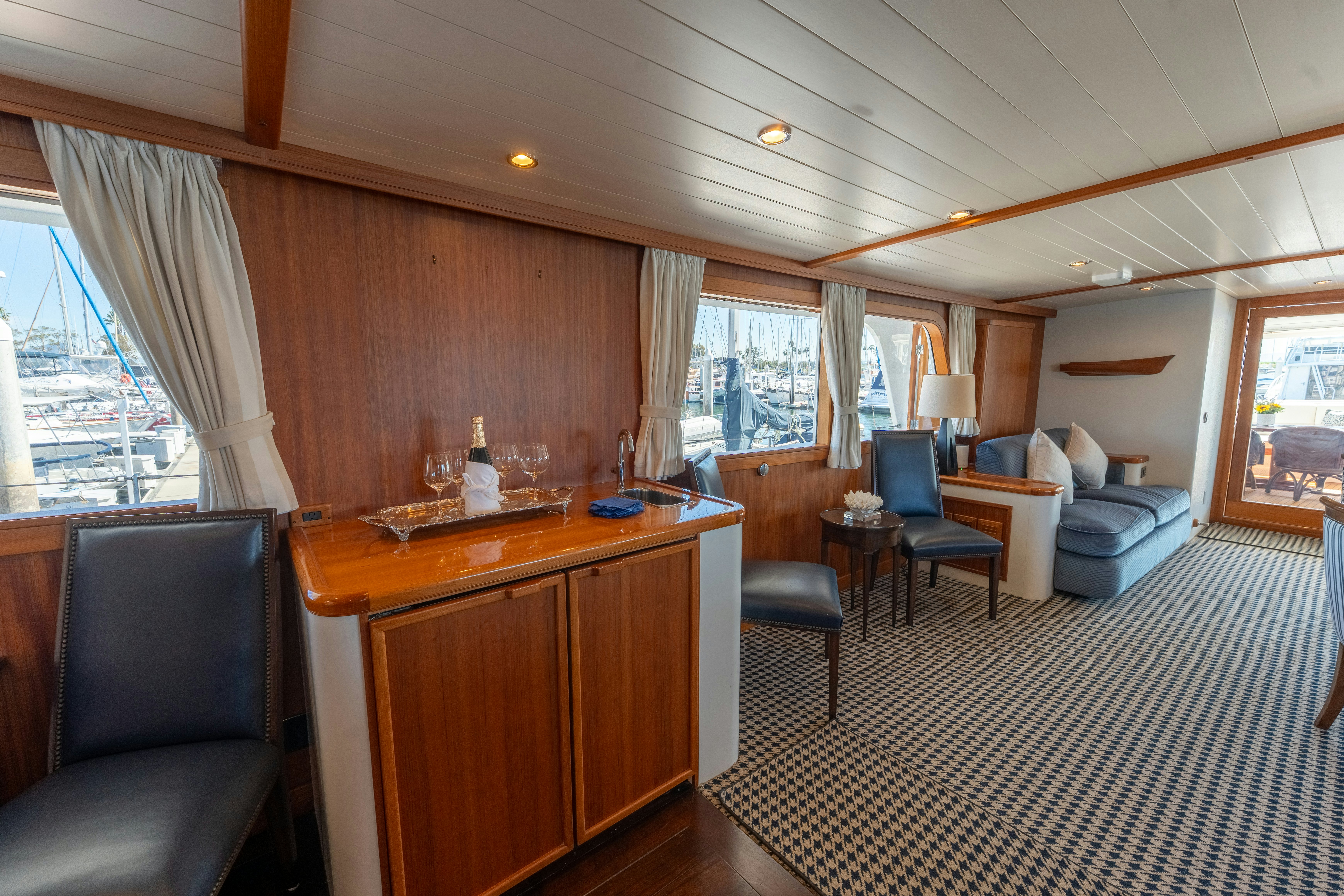 a room with a desk and chairs aboard NORDIC STAR Yacht for Sale