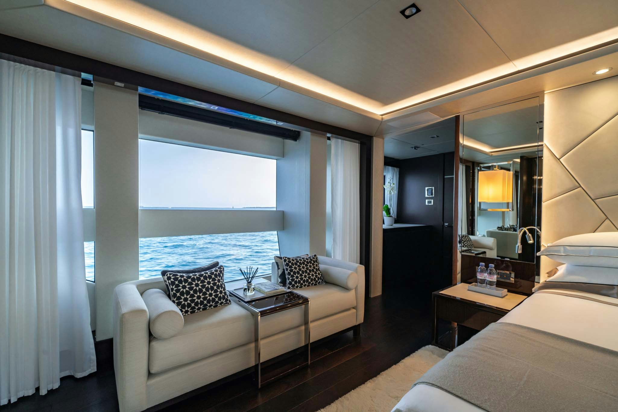 a room with a view of the ocean aboard NOROADER Yacht for Charter