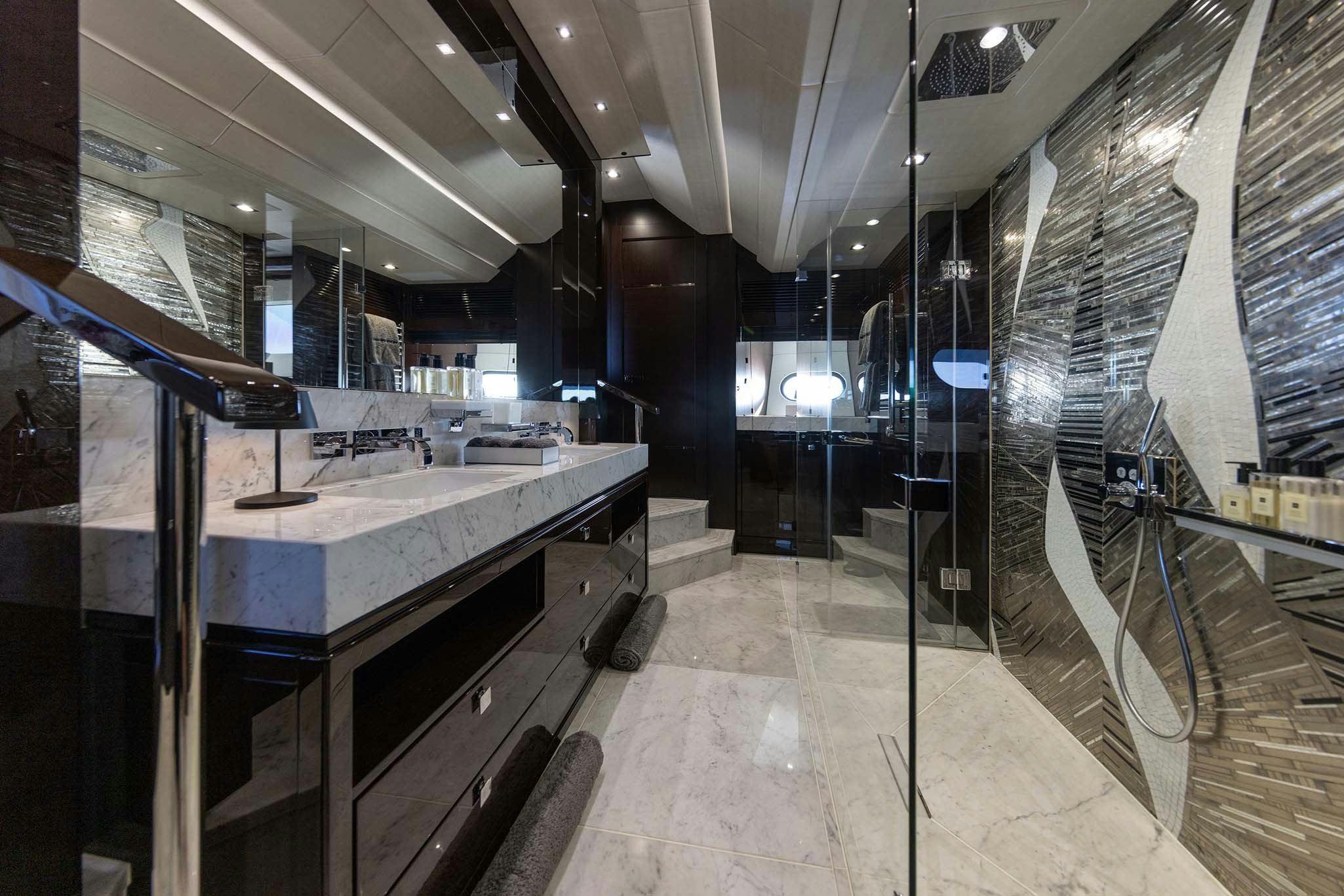 a large kitchen with a lot of countertop sinks aboard NOROADER Yacht for Charter