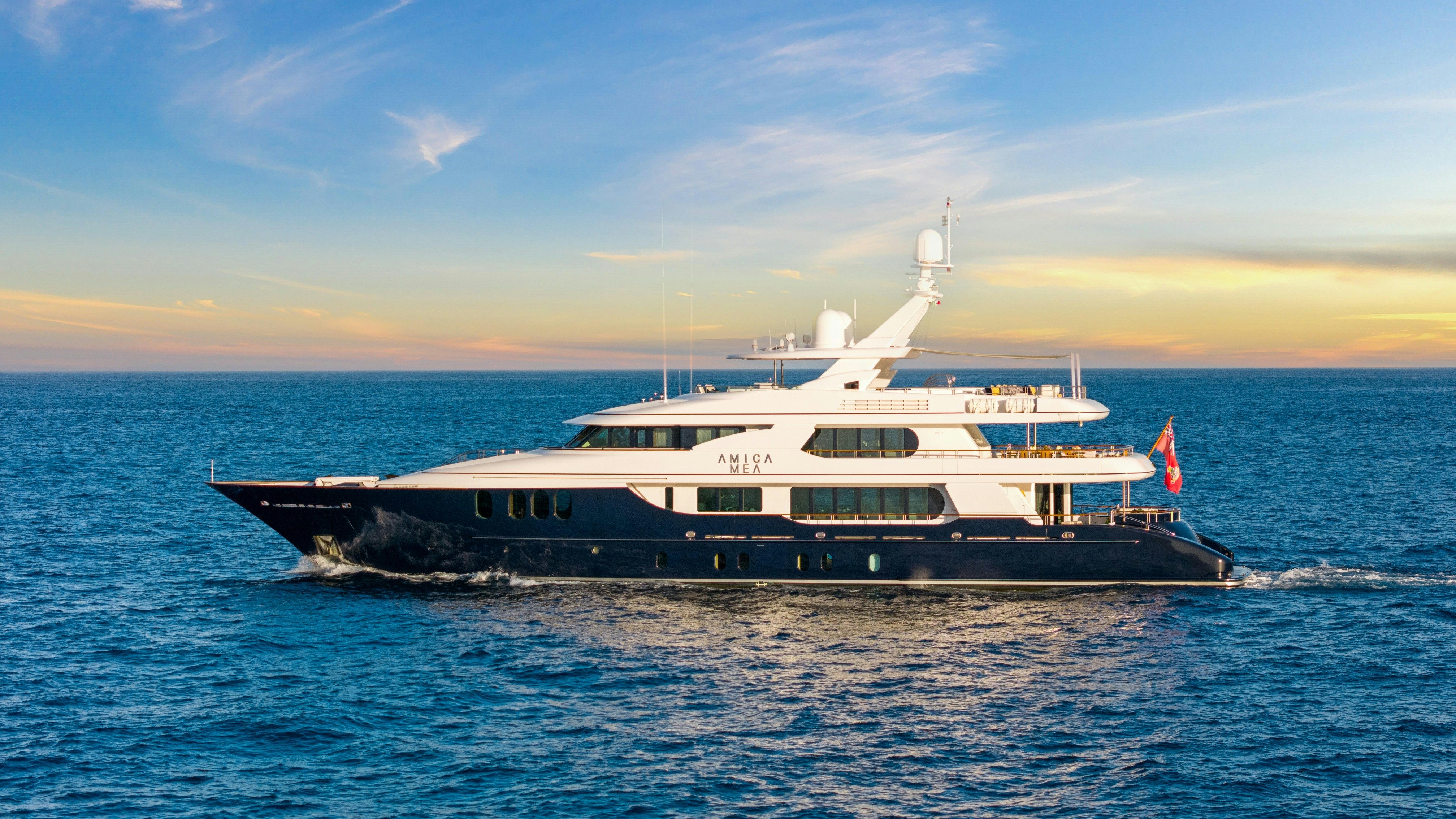 a boat on the water aboard AMICA MEA Yacht for Charter