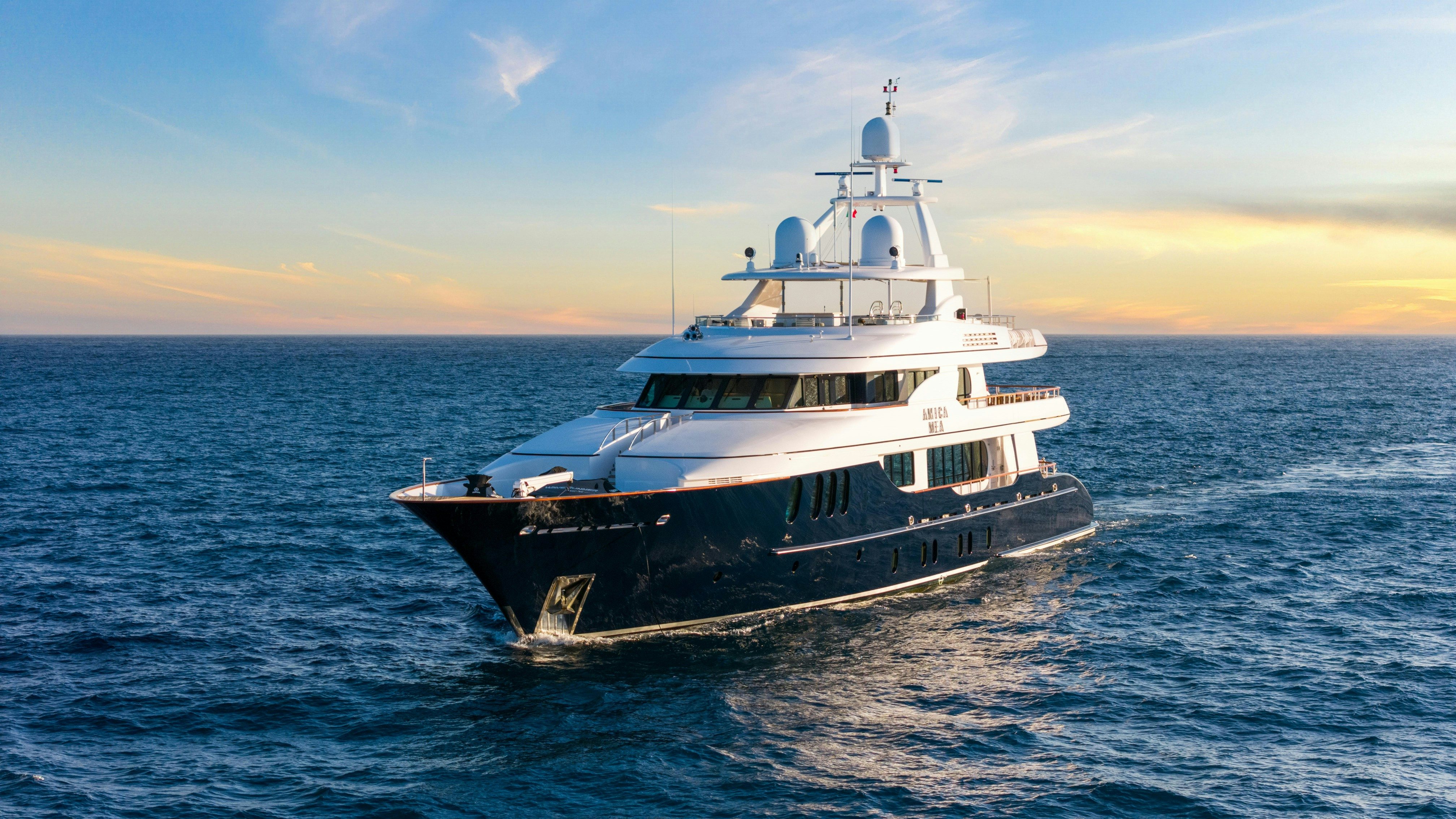 a boat in the water aboard AMICA MEA Yacht for Charter