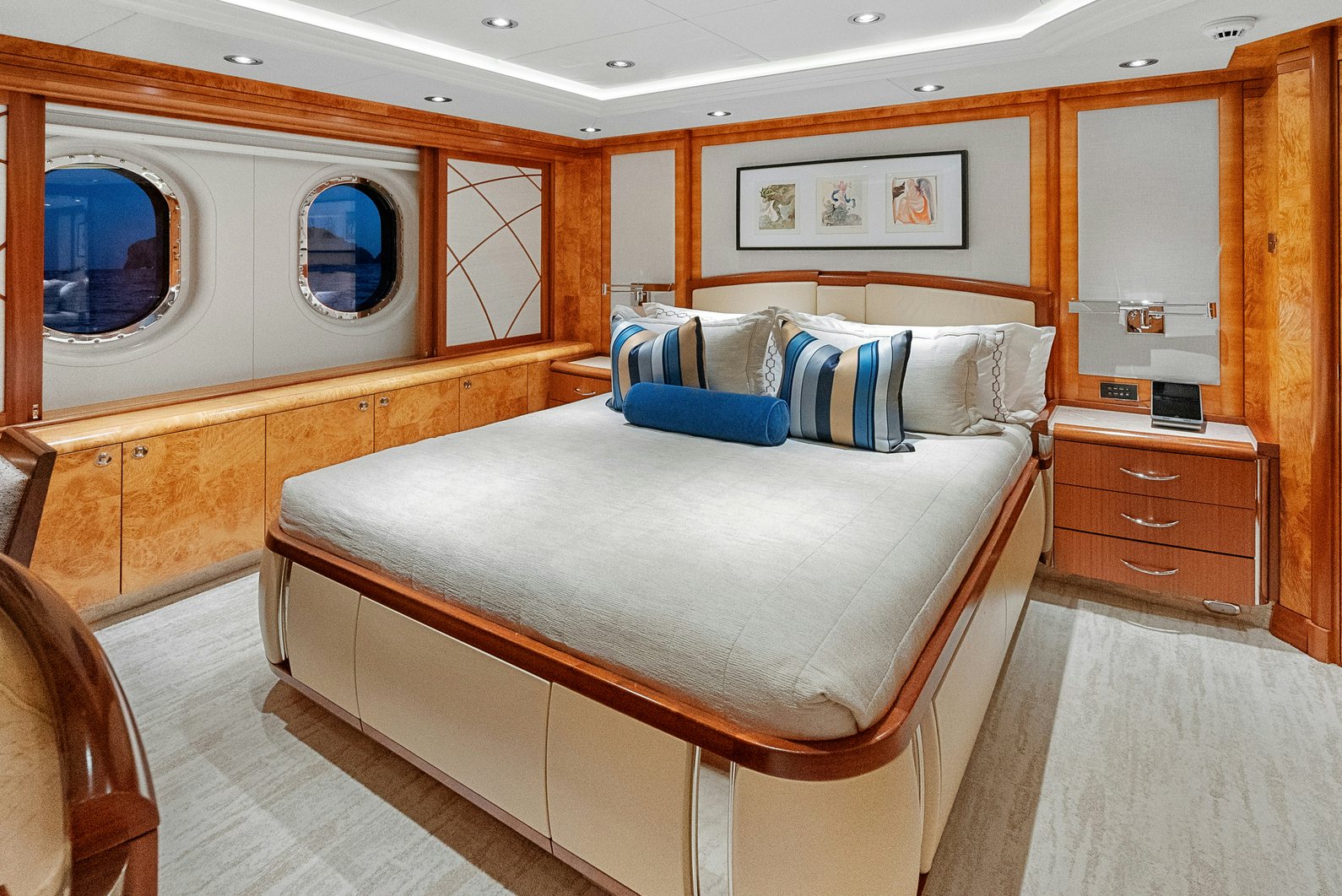 a bed in a cabin aboard AMICA MEA Yacht for Charter