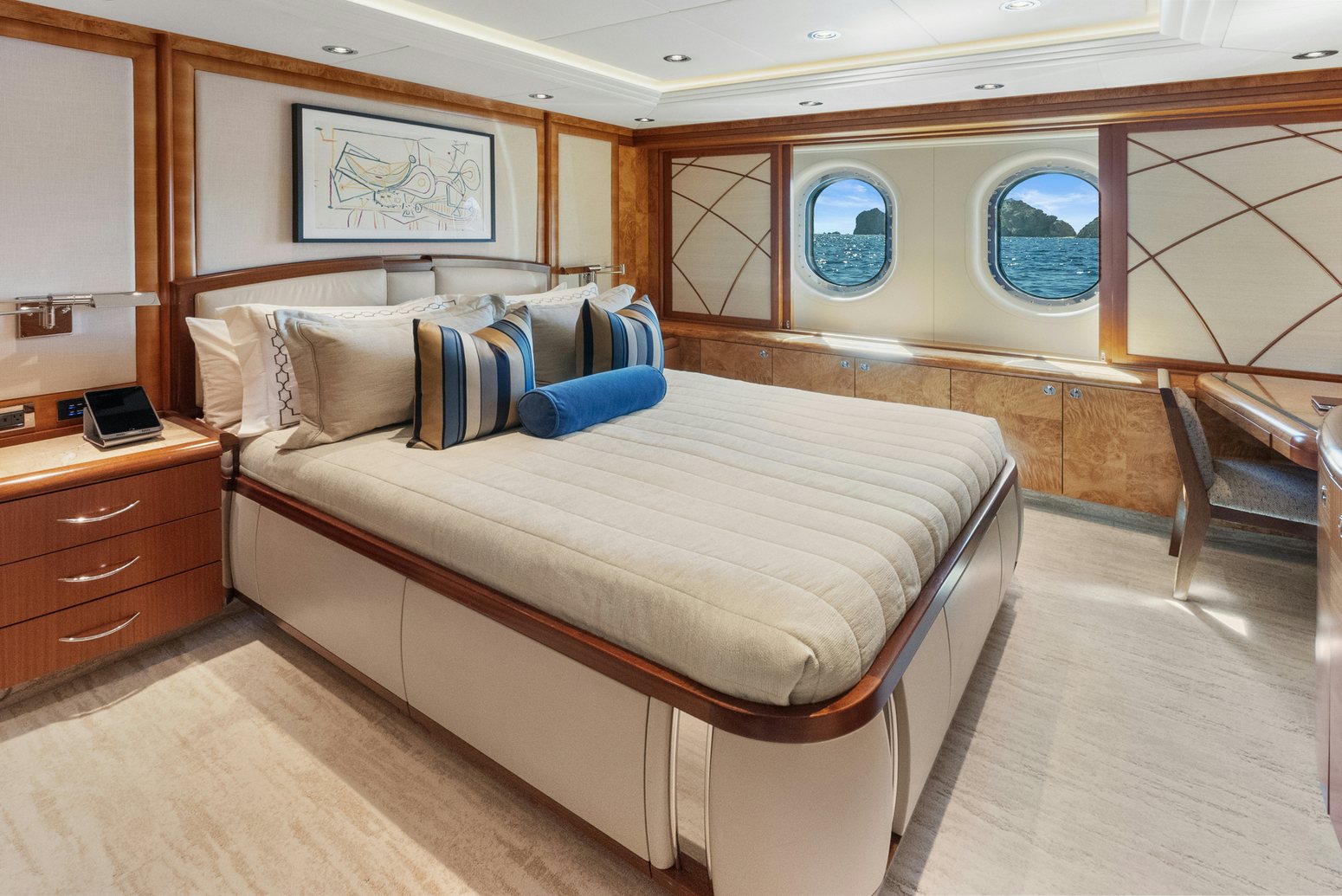 a bed in a cabin aboard AMICA MEA Yacht for Charter