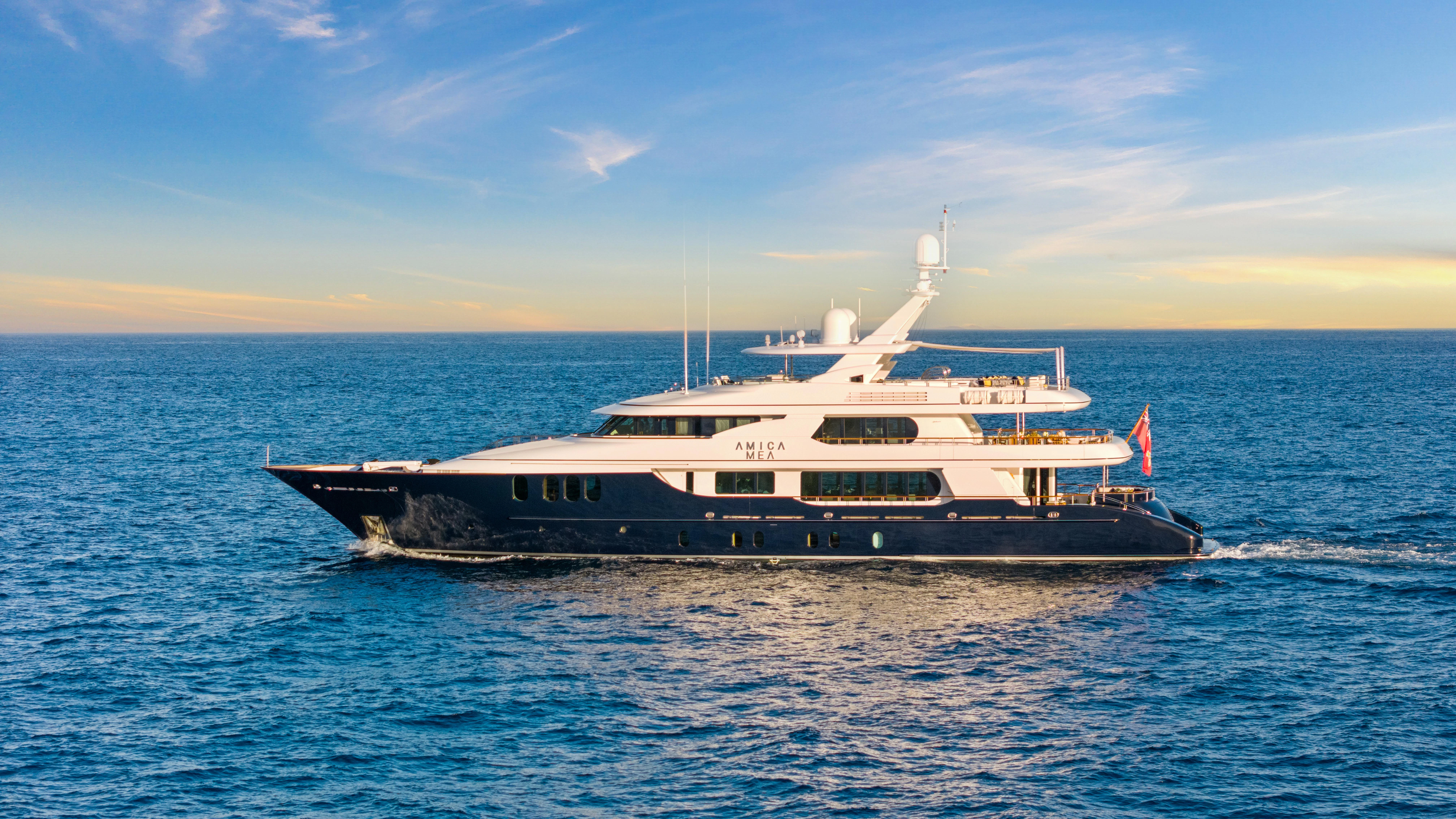 a boat in the water aboard AMICA MEA Yacht for Sale