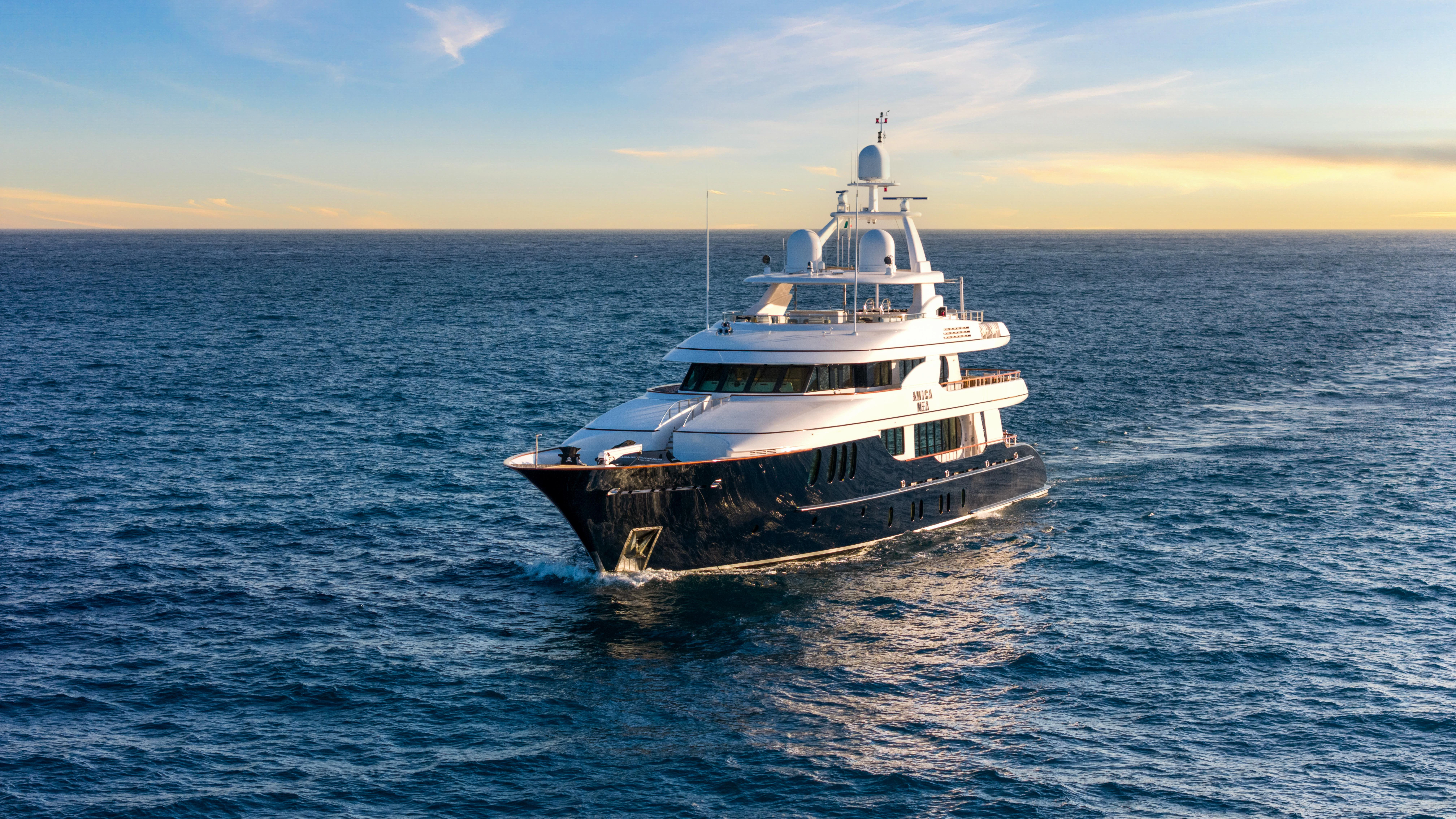 a boat in the water aboard AMICA MEA Yacht for Sale